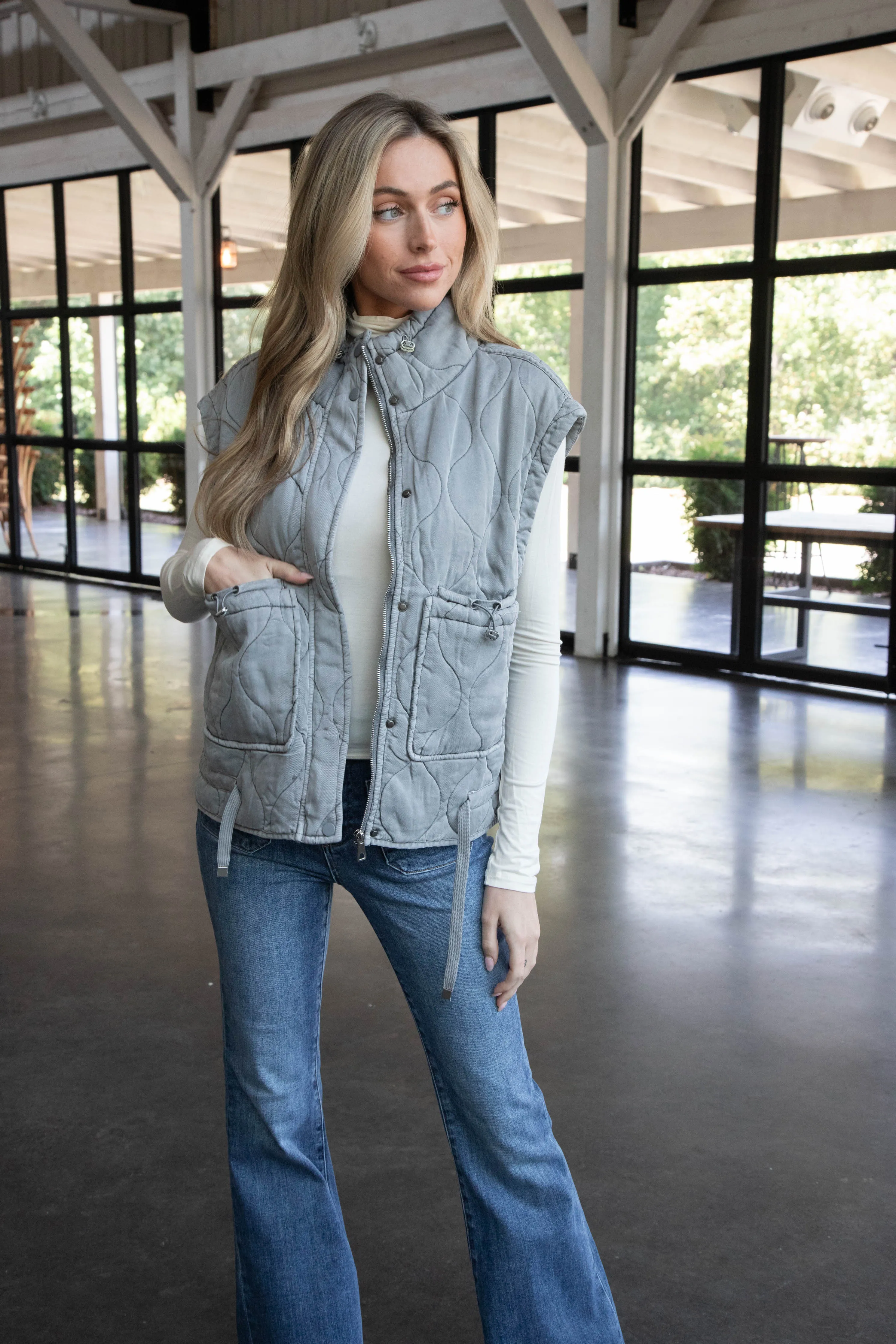 Tamara Sleeveless Vest Jacket, Grey sold by North & Main Clothing Company product image thumbnail 4