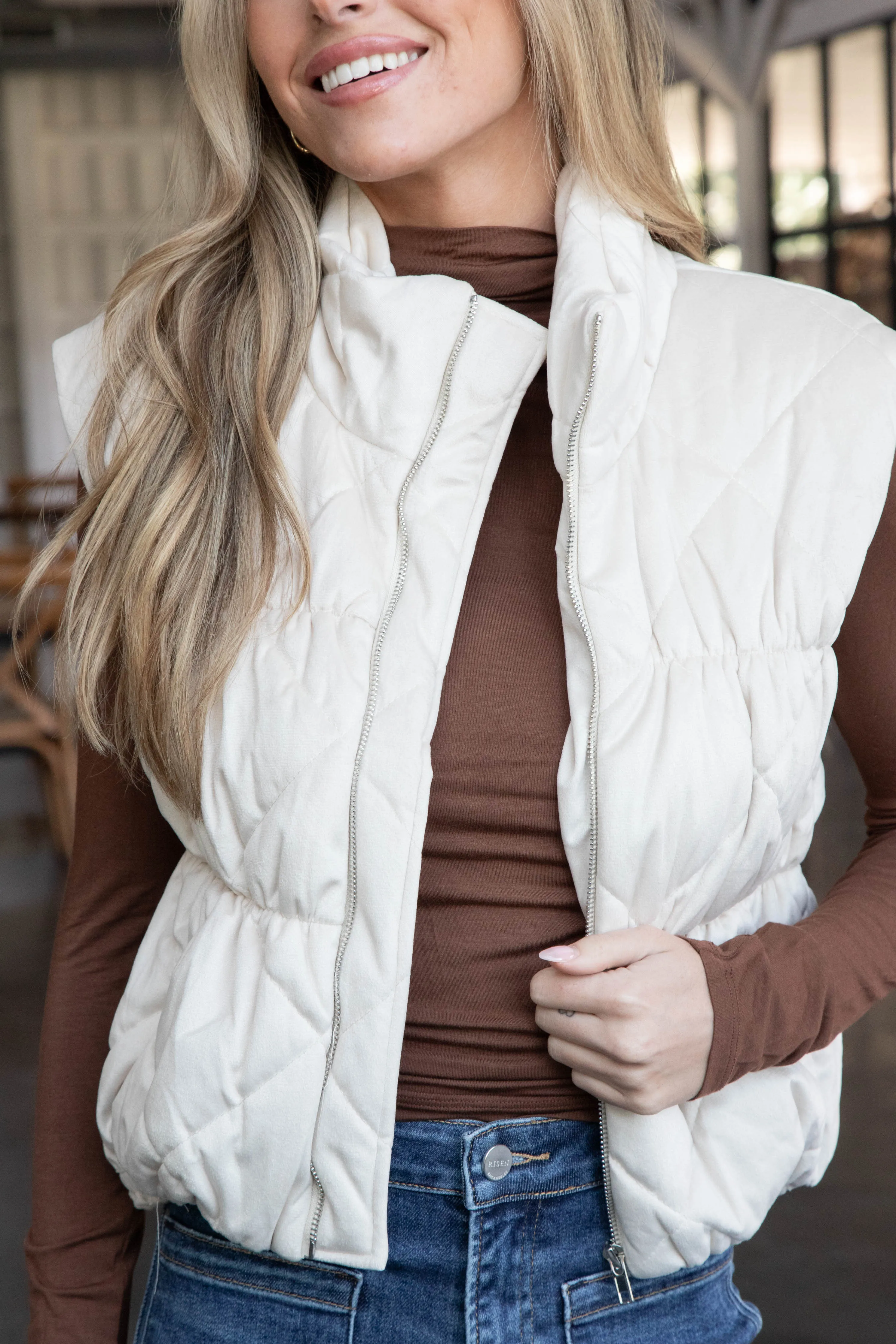 Cosmic Quilted Vest, Cream | Sadie & Sage sold by North & Main Clothing Company product image thumbnail 2