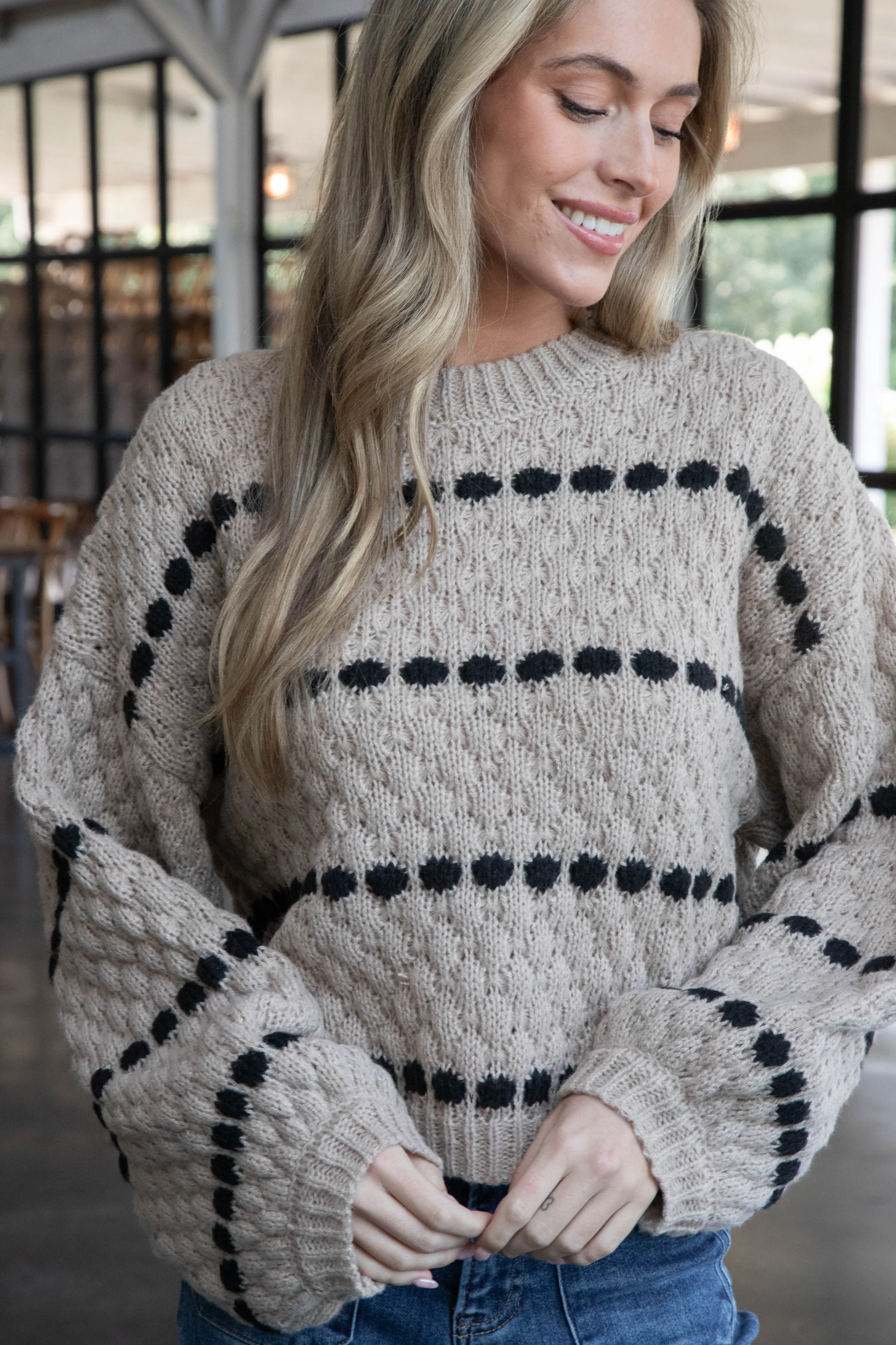 Ann Chunky Balloon Sleeve Sweater, Khaki sold by North & Main Clothing Company product image thumbnail 2