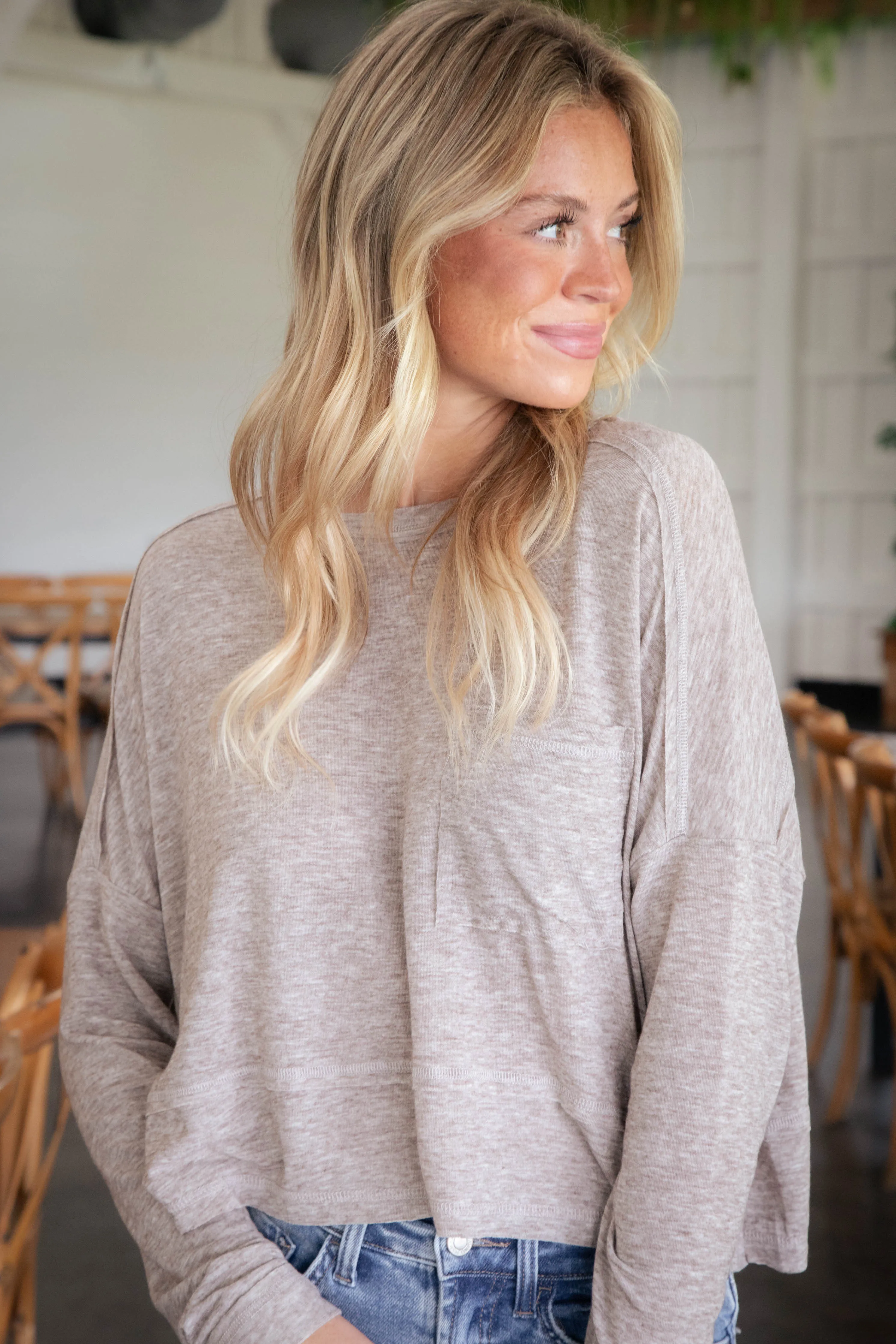 Angelique Oversized Pocket Tee, Mocha sold by North & Main Clothing Company product image thumbnail 5