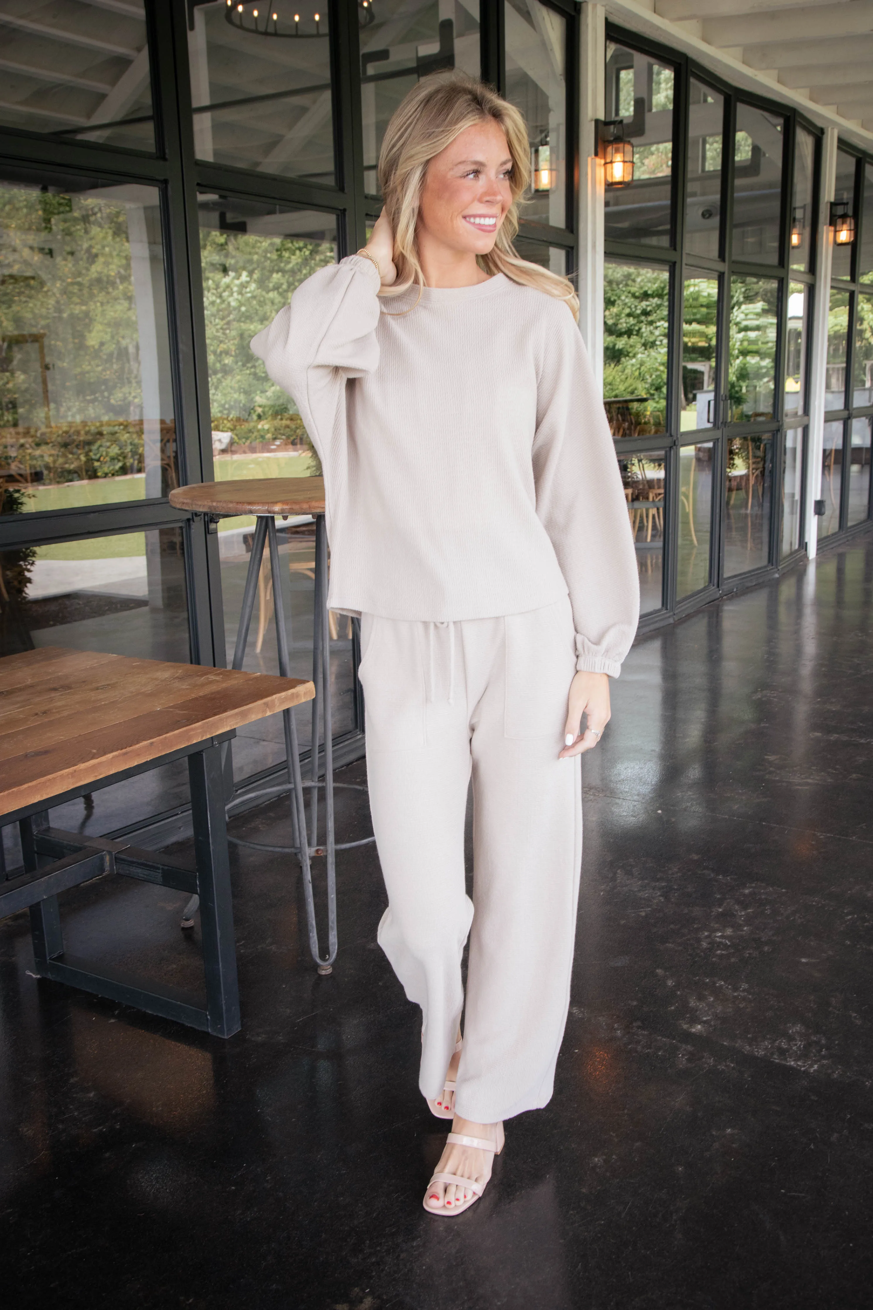 Liza Round Neck Top, Taupe sold by North & Main Clothing Company product image thumbnail 4