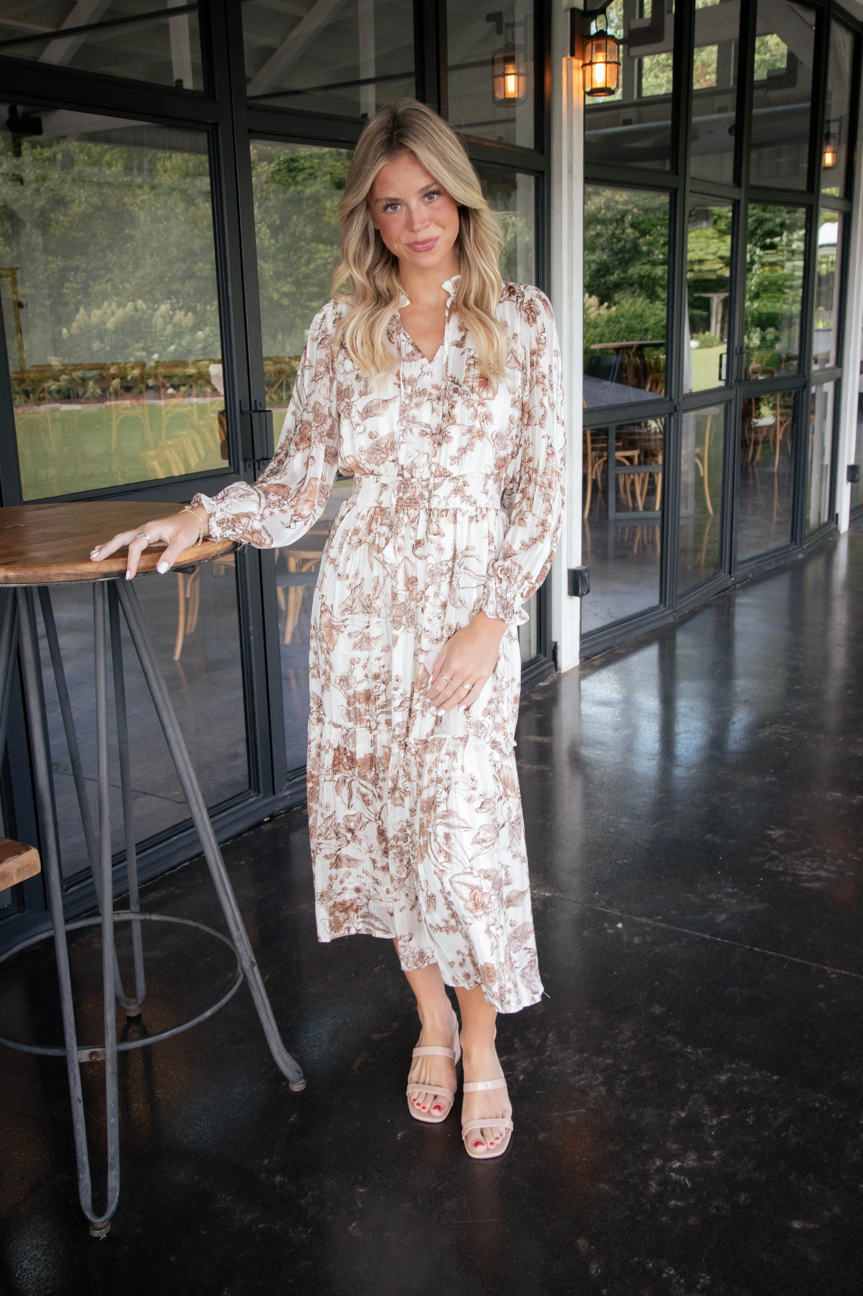 Emmalee Smock Waisted Maxi Dress, Brown sold by North & Main Clothing Company product image thumbnail 5