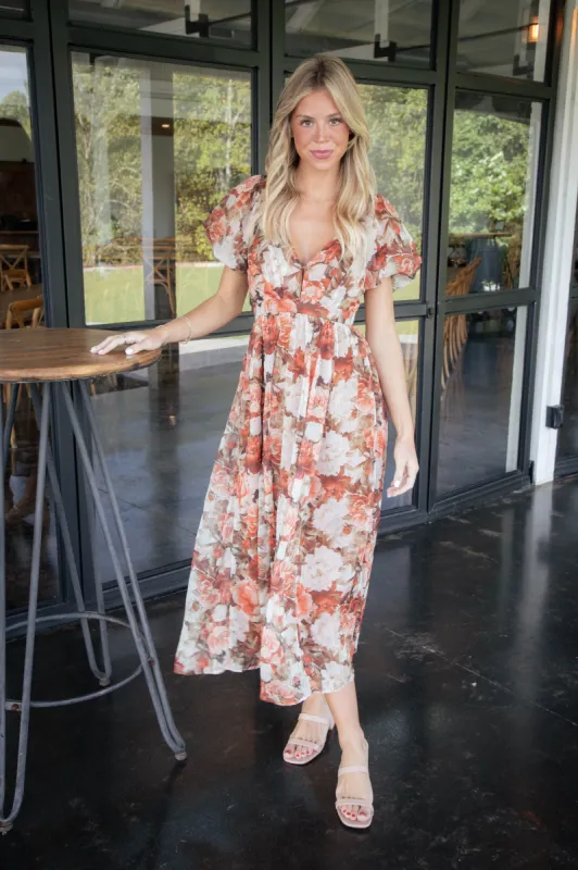 Lilli Pleated Bust Midi Dress, Multi sold by North & Main Clothing Company