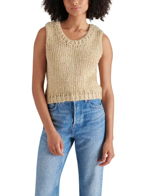Eleny Metallic Sweater Vest, Dusty Taupe | Steve Madden sold by North & Main Clothing Company