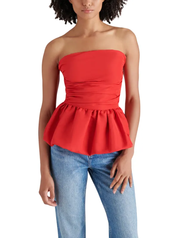Amari Strapless Bubble Hem Top, Red | Steve Madden made by North & Main Clothing Company
