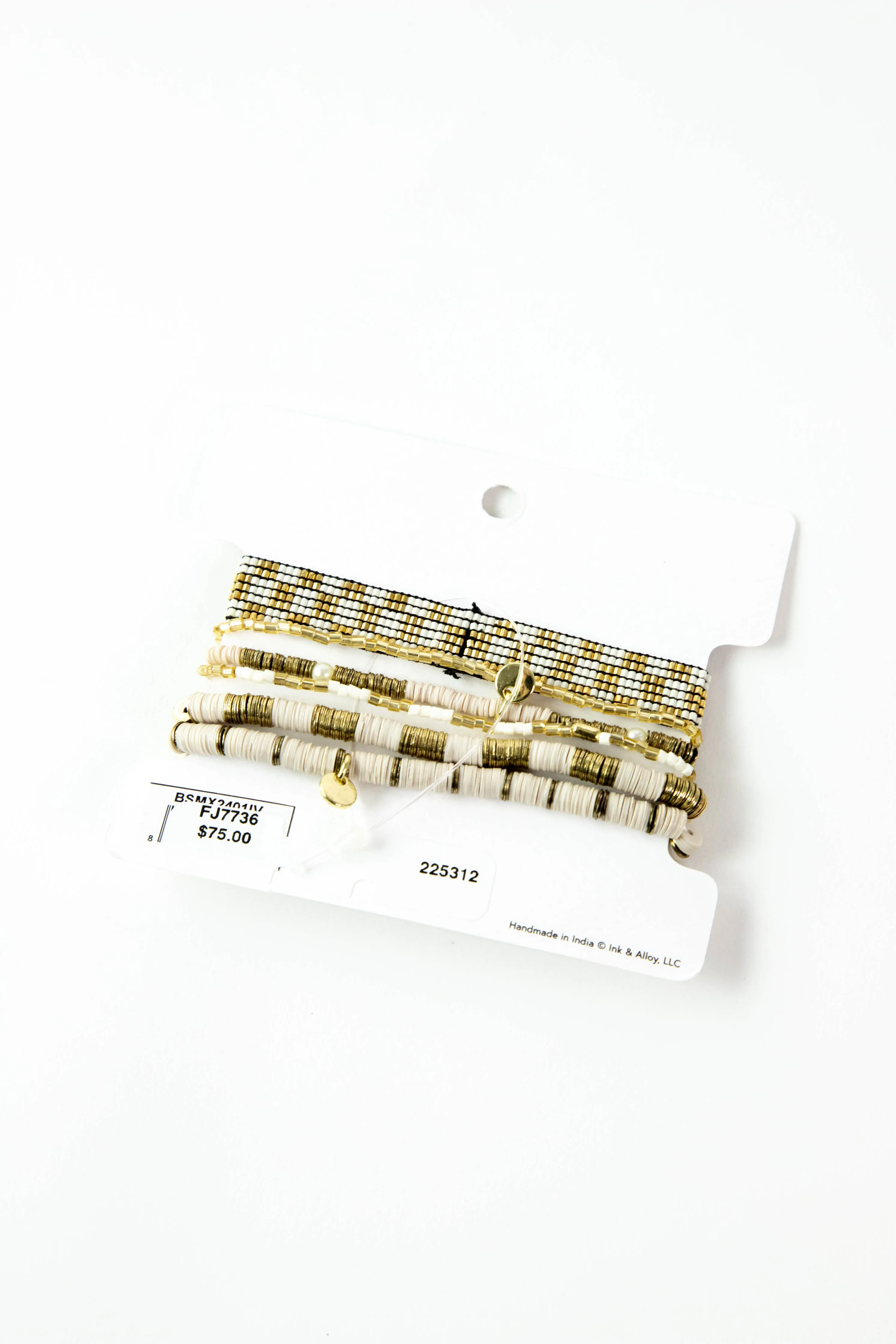 Ivory & Gold Mixed Bracelet Stack of 6 | Ink + Alloy sold by North & Main Clothing Company product image thumbnail 2