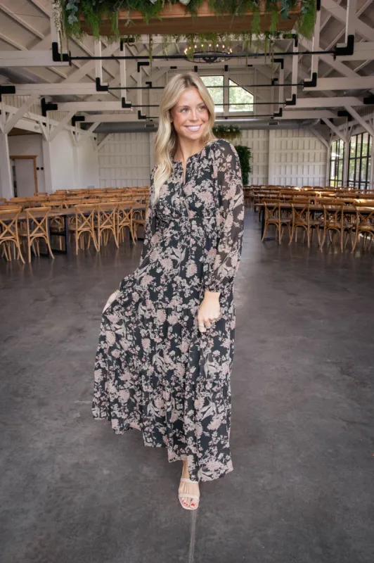 Livia Floral Maxi Dress, Black sold by North & Main Clothing Company