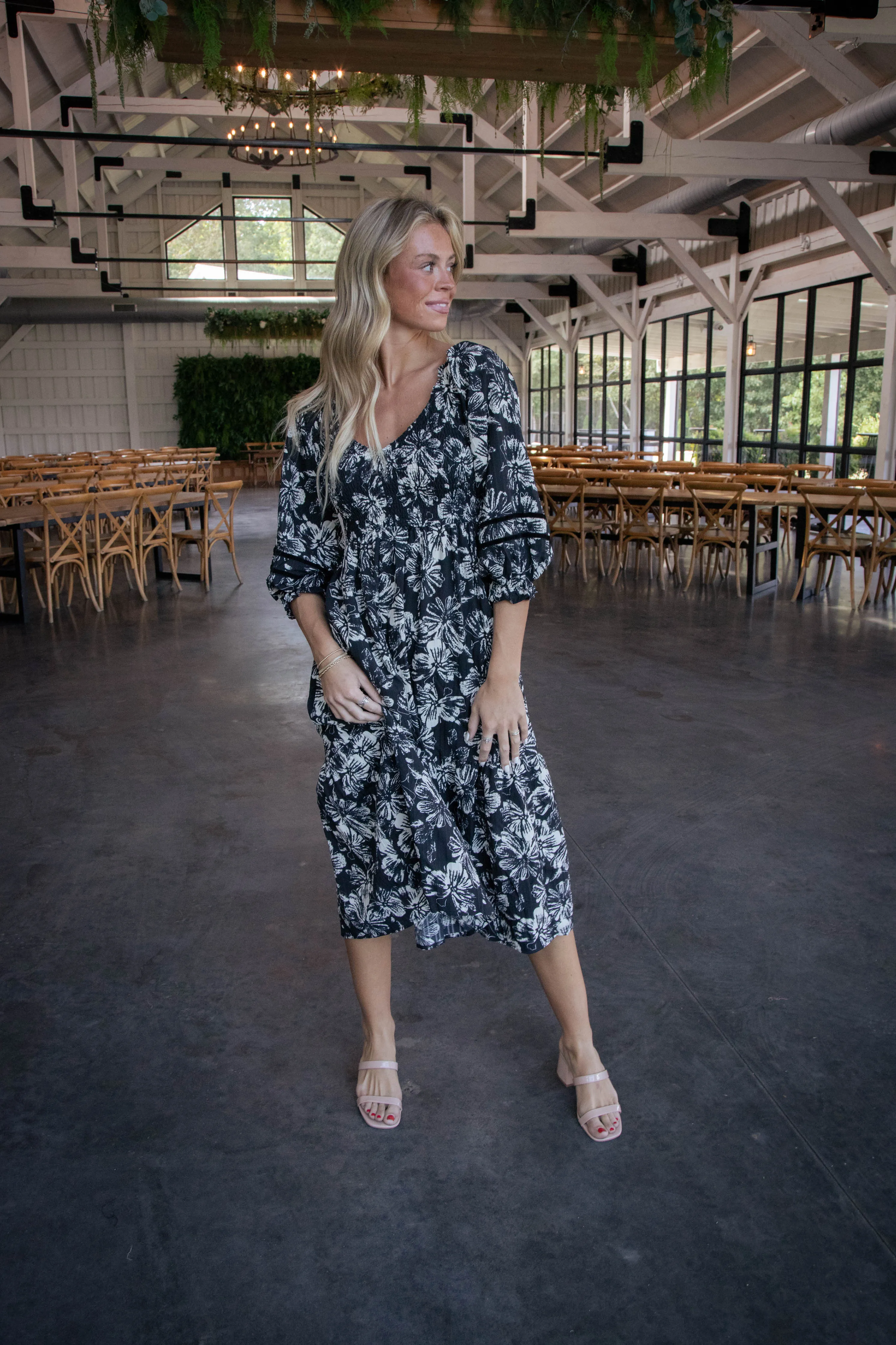 Davina Two Tone Floral Dress, Black sold by North & Main Clothing Company product image thumbnail 4