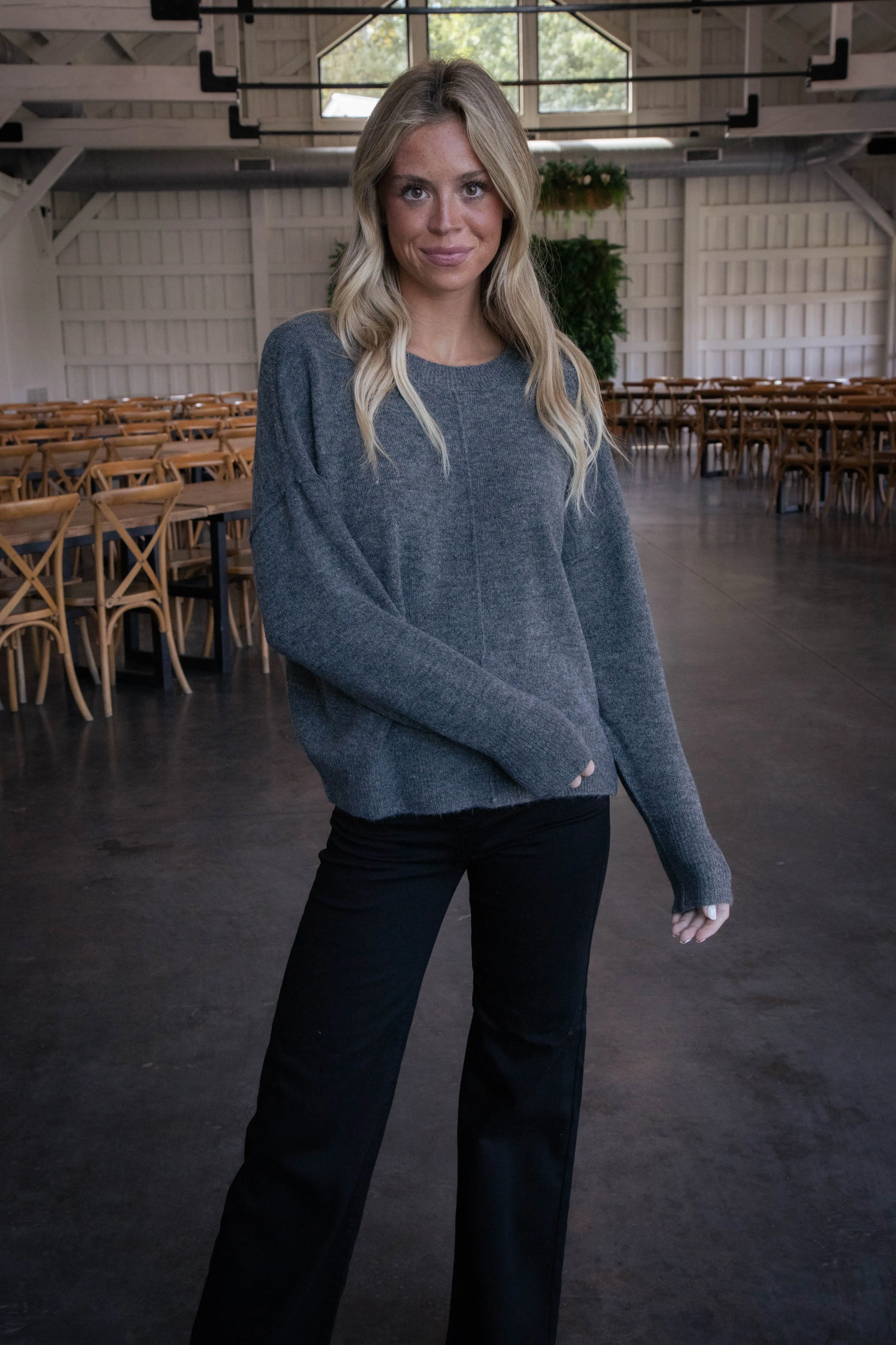 Claudia Seam Detail Sweater, Charcoal sold by North & Main Clothing Company product image thumbnail 3