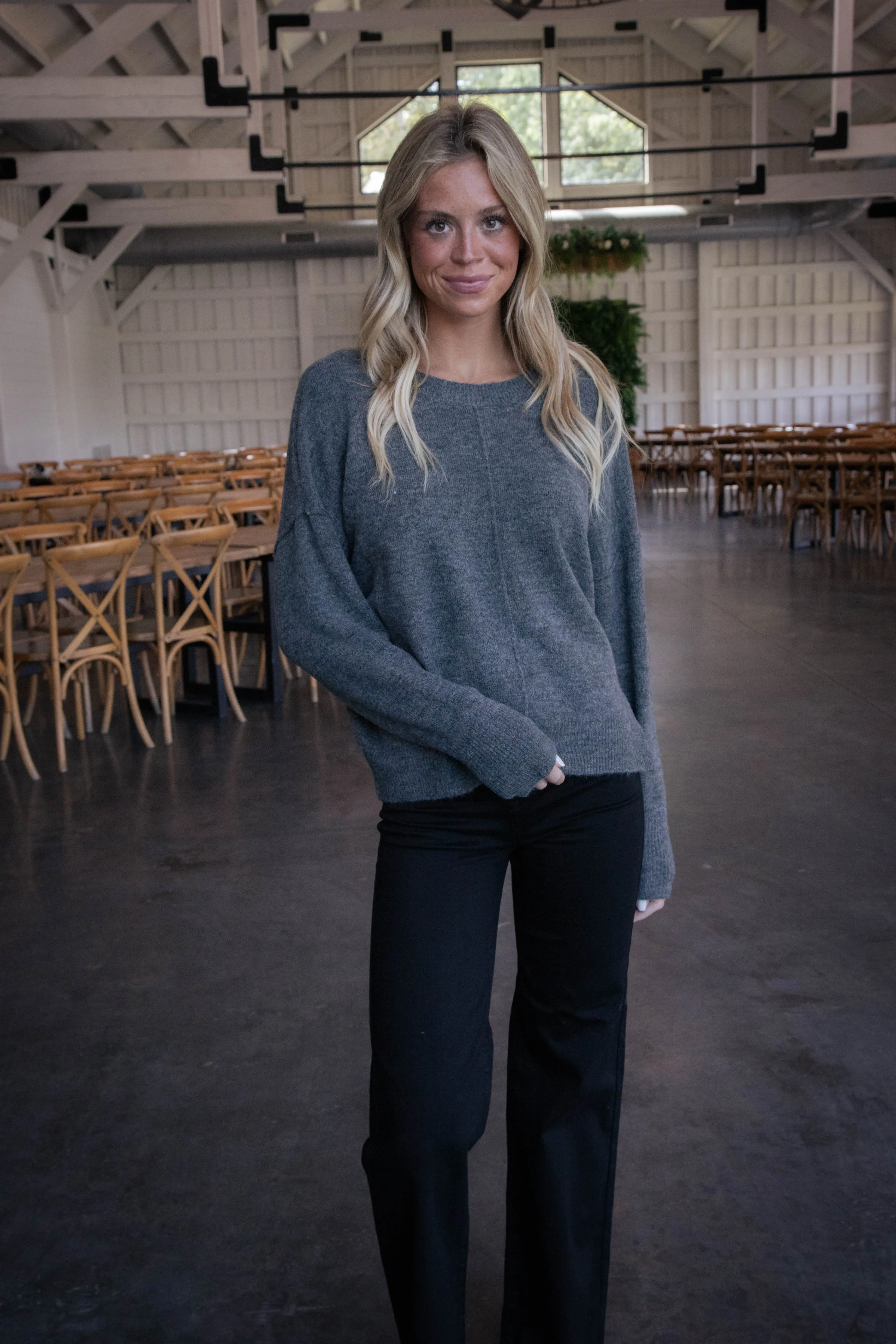 Claudia Seam Detail Sweater, Charcoal sold by North & Main Clothing Company product image thumbnail 5