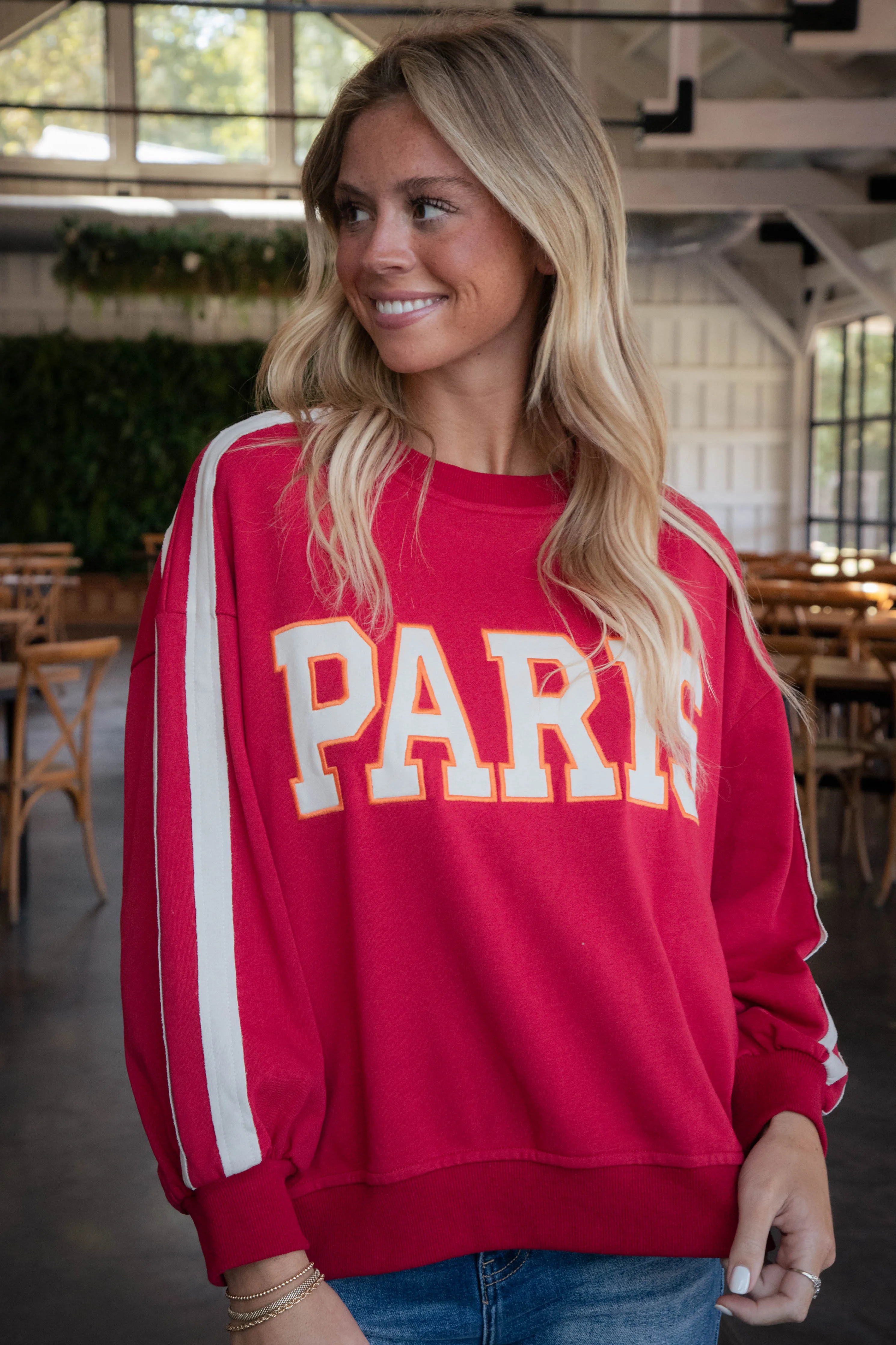 Paris French Terry Sweatshirt, Red sold by North & Main Clothing Company product image thumbnail 4
