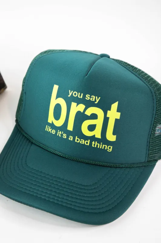Brat Trucker Hat, Green | Friday+Saturday sold by North & Main Clothing Company