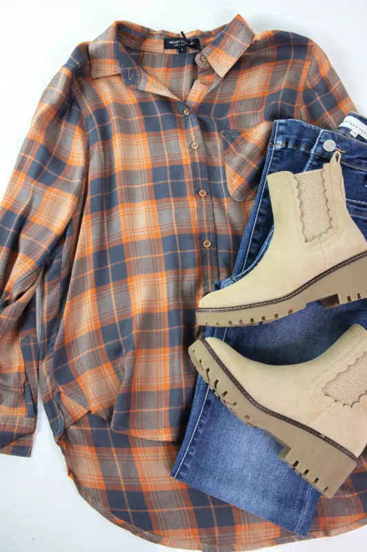 Bennett Plaid Shirt, Copper Grey | Velvet Heart sold by North & Main Clothing Company