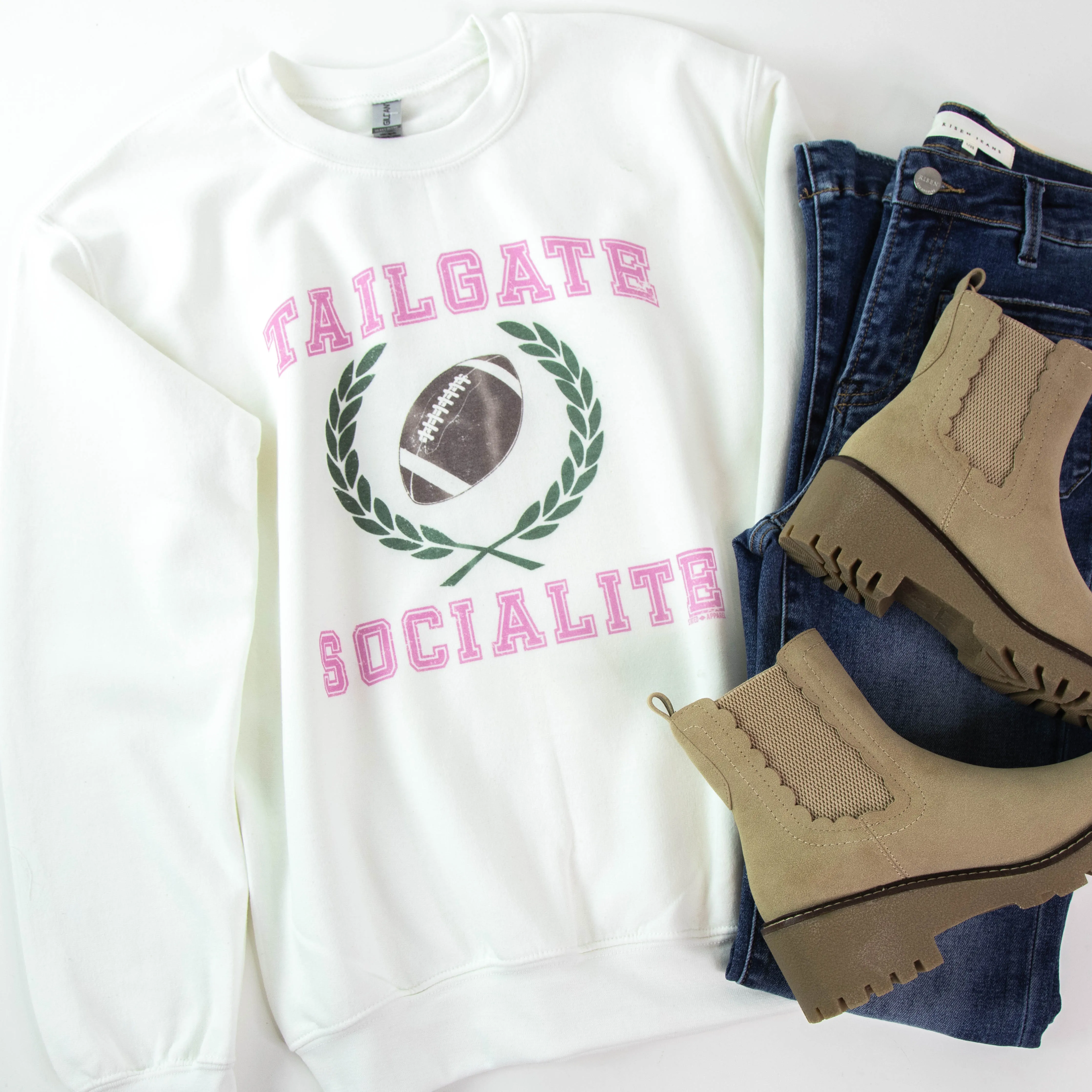 Tailgate Socialite Sweatshirt, White sold by North & Main Clothing Company product image thumbnail 3