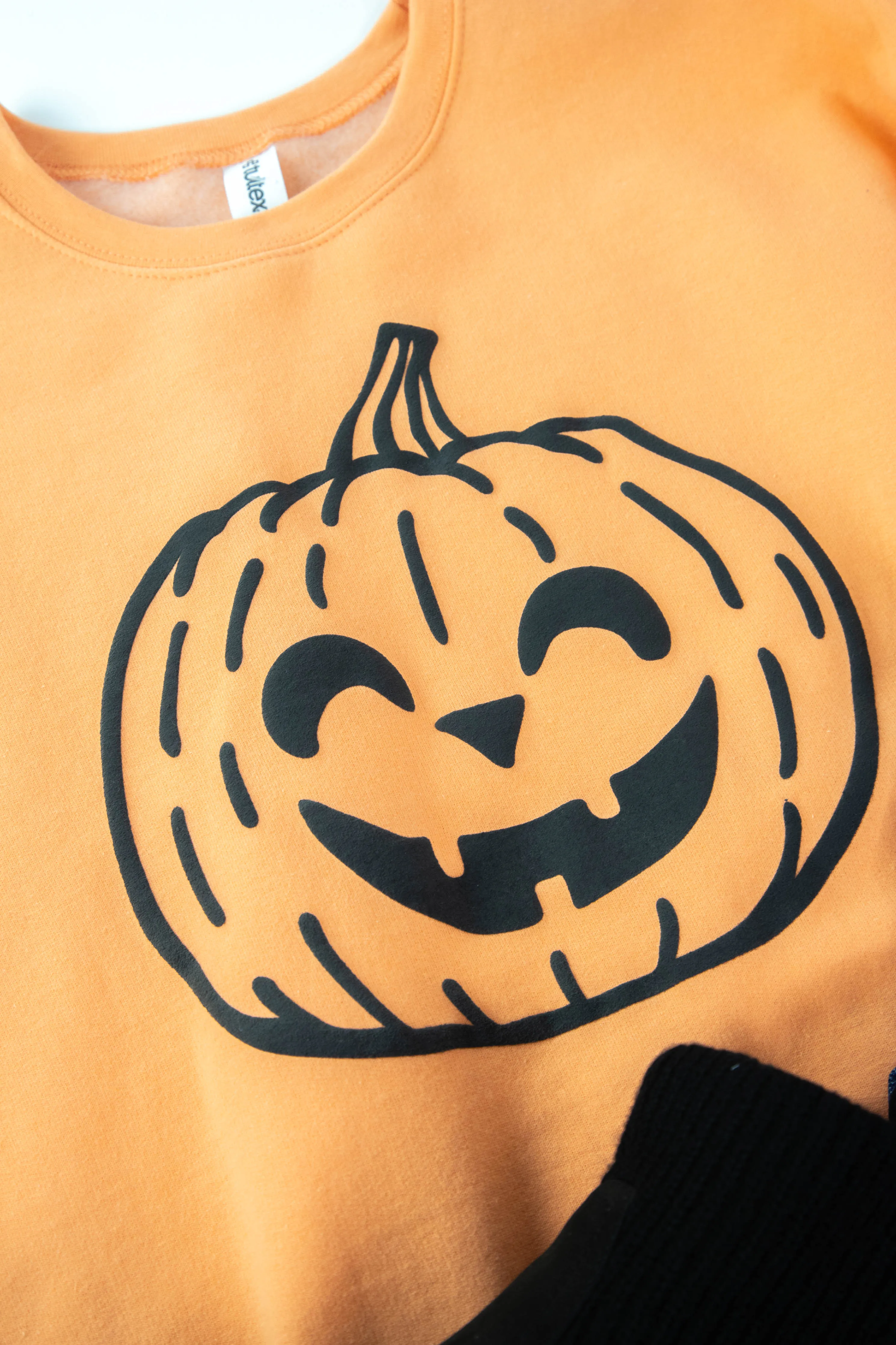 Spooky Jack O Lantern Sweatshirt, Light Orange sold by North & Main Clothing Company product image thumbnail 2