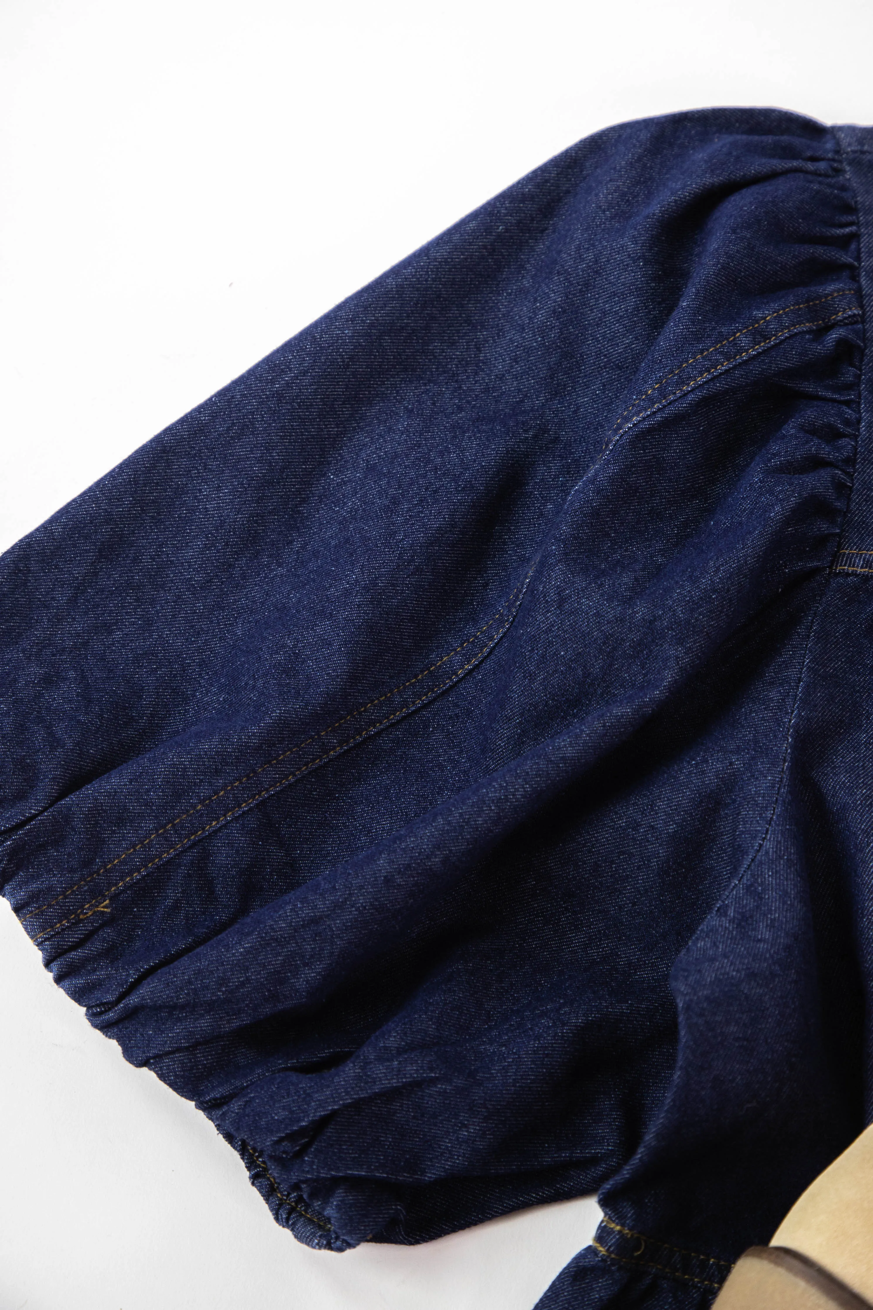 Elyse Denim Tie Neck Top, Dark Denim | Extended Sizes sold by North & Main Clothing Company product image thumbnail 2