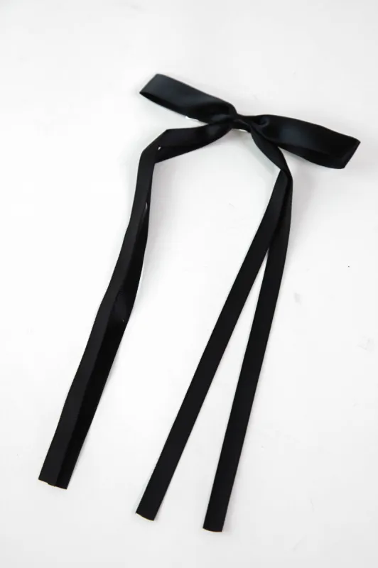 Vivi Long Bow Hair Clip, Black sold by North & Main Clothing Company