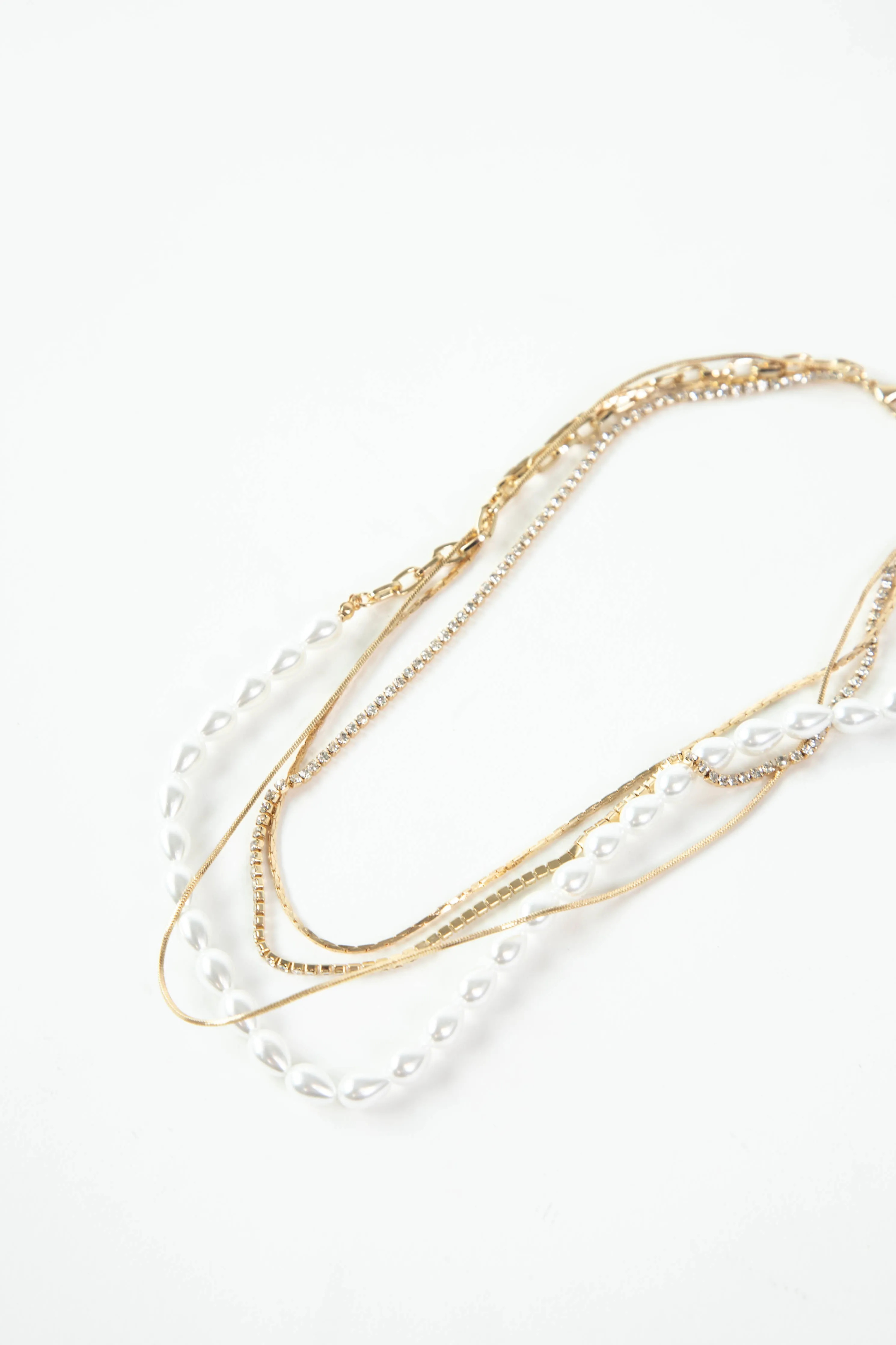 Frida Rhinestone & Pearl Necklace, Gold sold by North & Main Clothing Company product image thumbnail 2