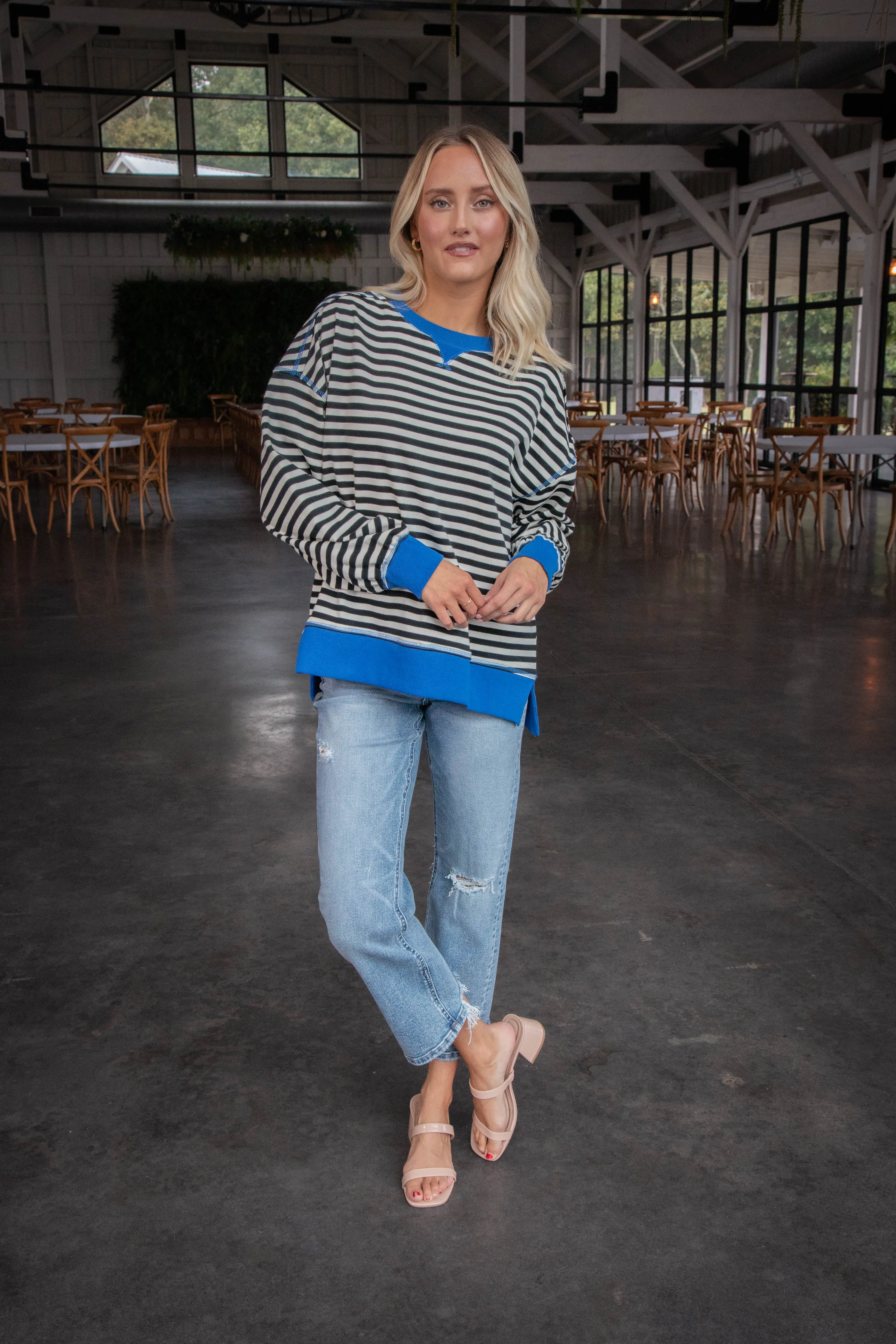 Karis Striped Colorblock Top, Black/White sold by North & Main Clothing Company product image thumbnail 3