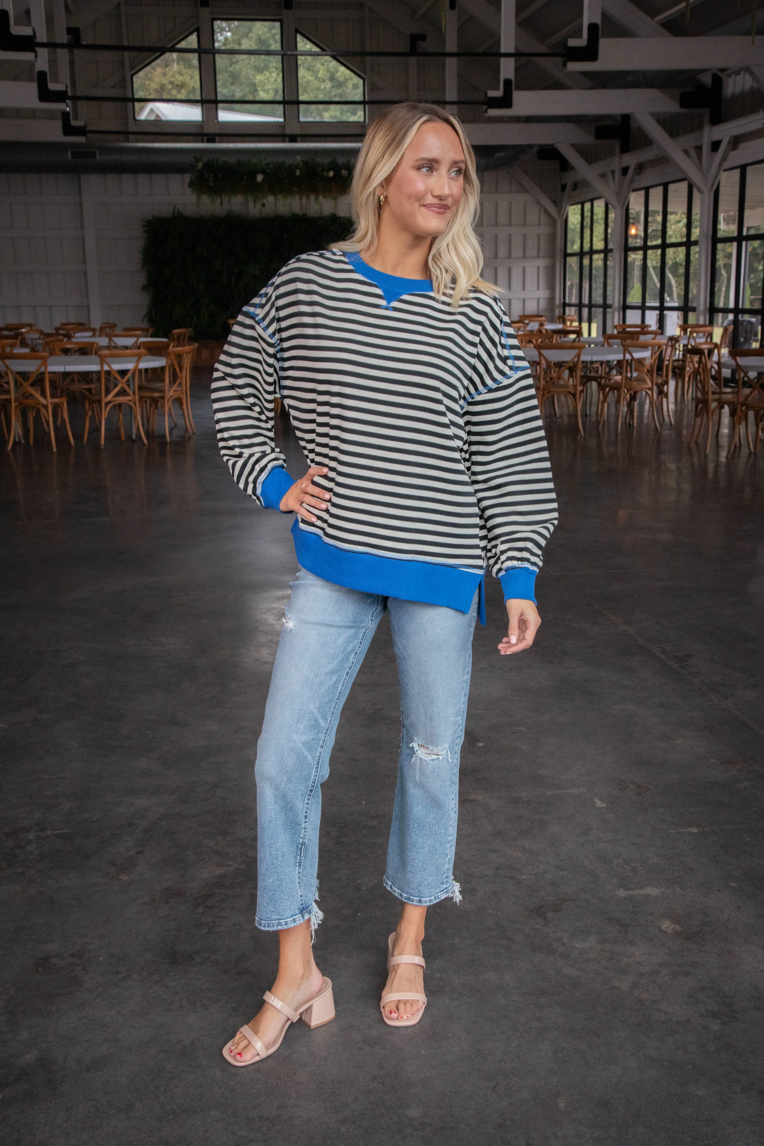 Karis Striped Colorblock Top, Black/White sold by North & Main Clothing Company product image thumbnail 5