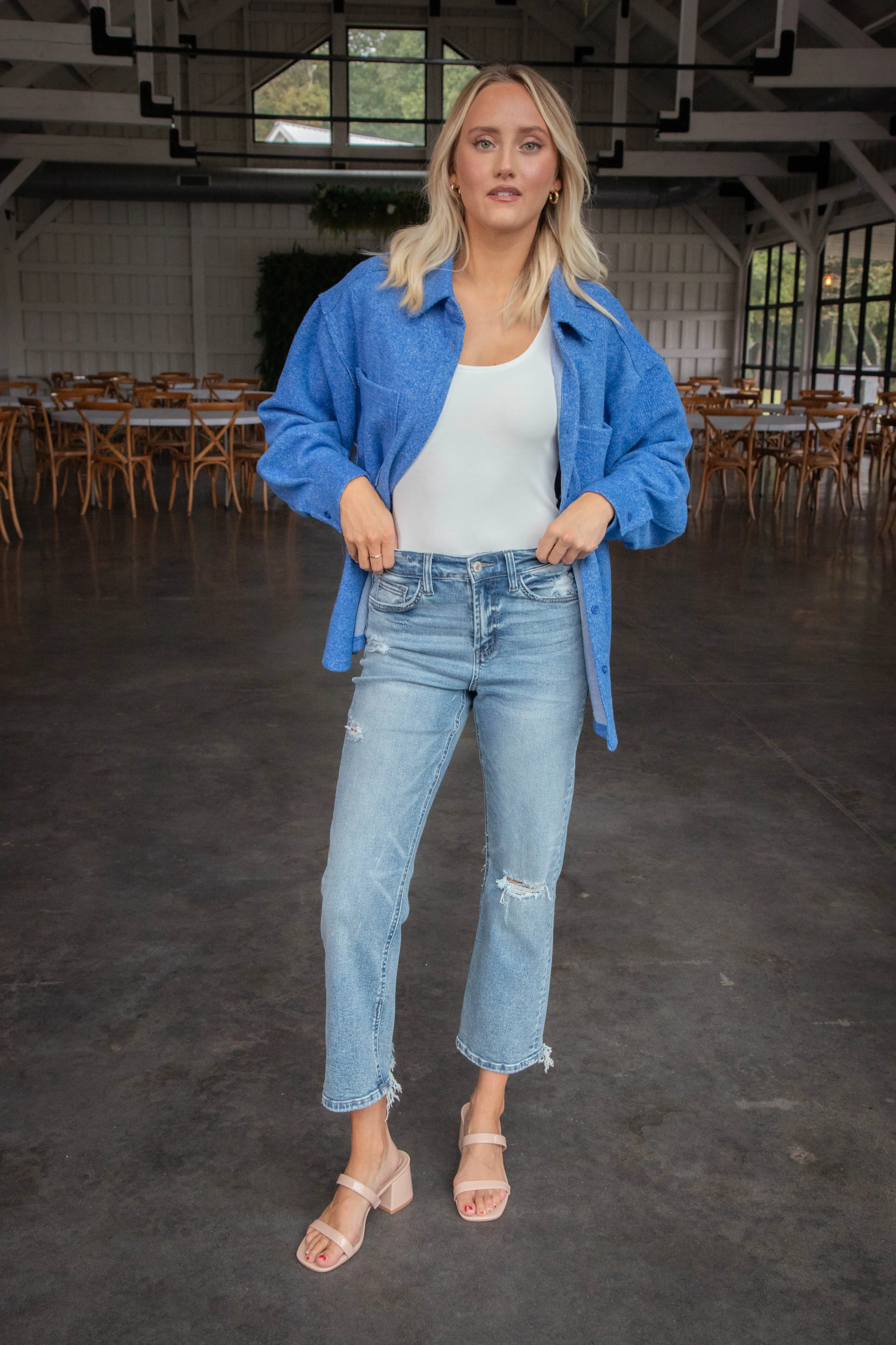 Aubri Oversized Button Down Shacket, Blue sold by North & Main Clothing Company product image thumbnail 5