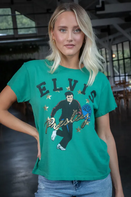 Sun Records Elvis Collegiate Tee, Jade | Daydreamer sold by North & Main Clothing Company