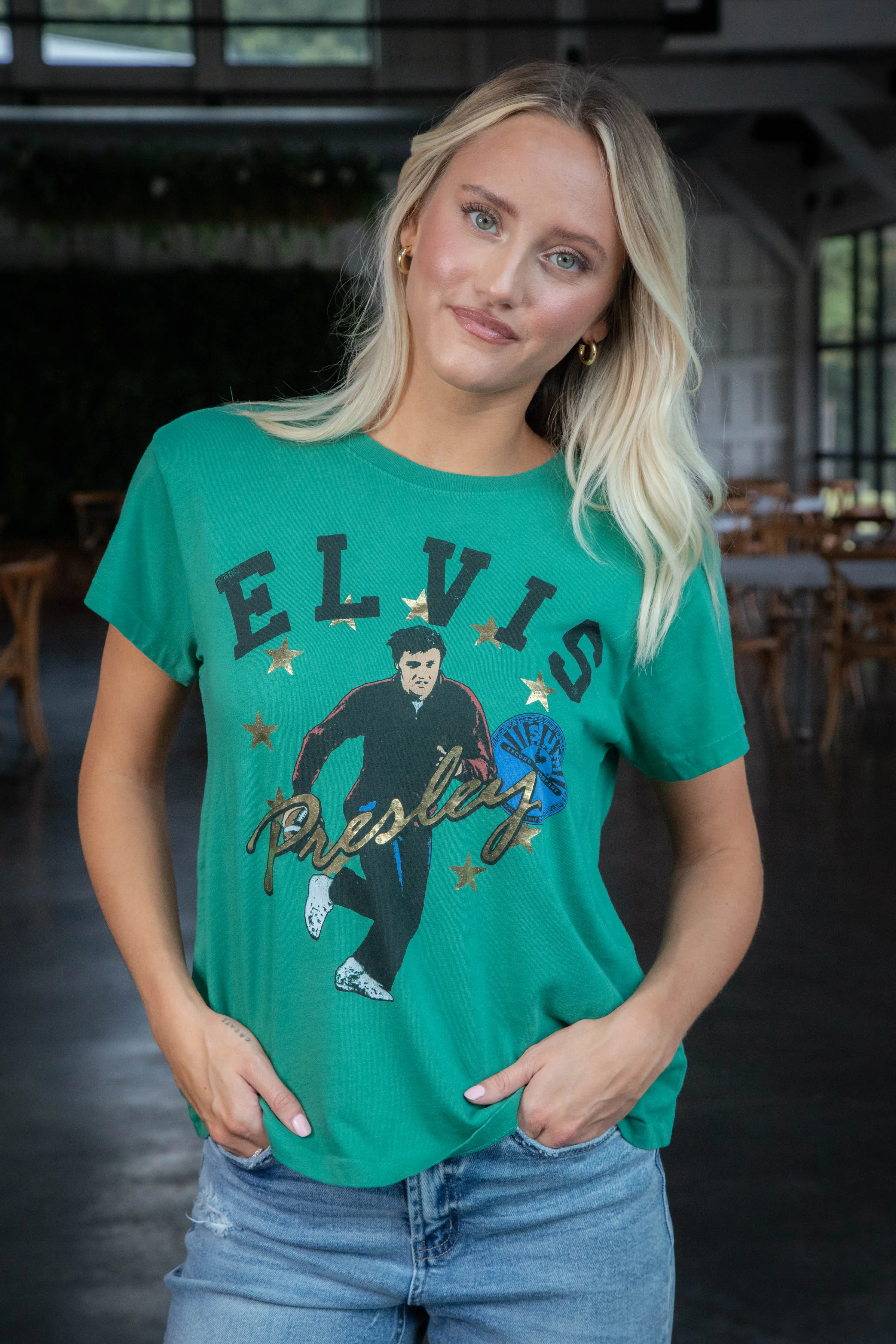 Sun Records Elvis Collegiate Tee, Jade | Daydreamer sold by North & Main Clothing Company product image thumbnail 5
