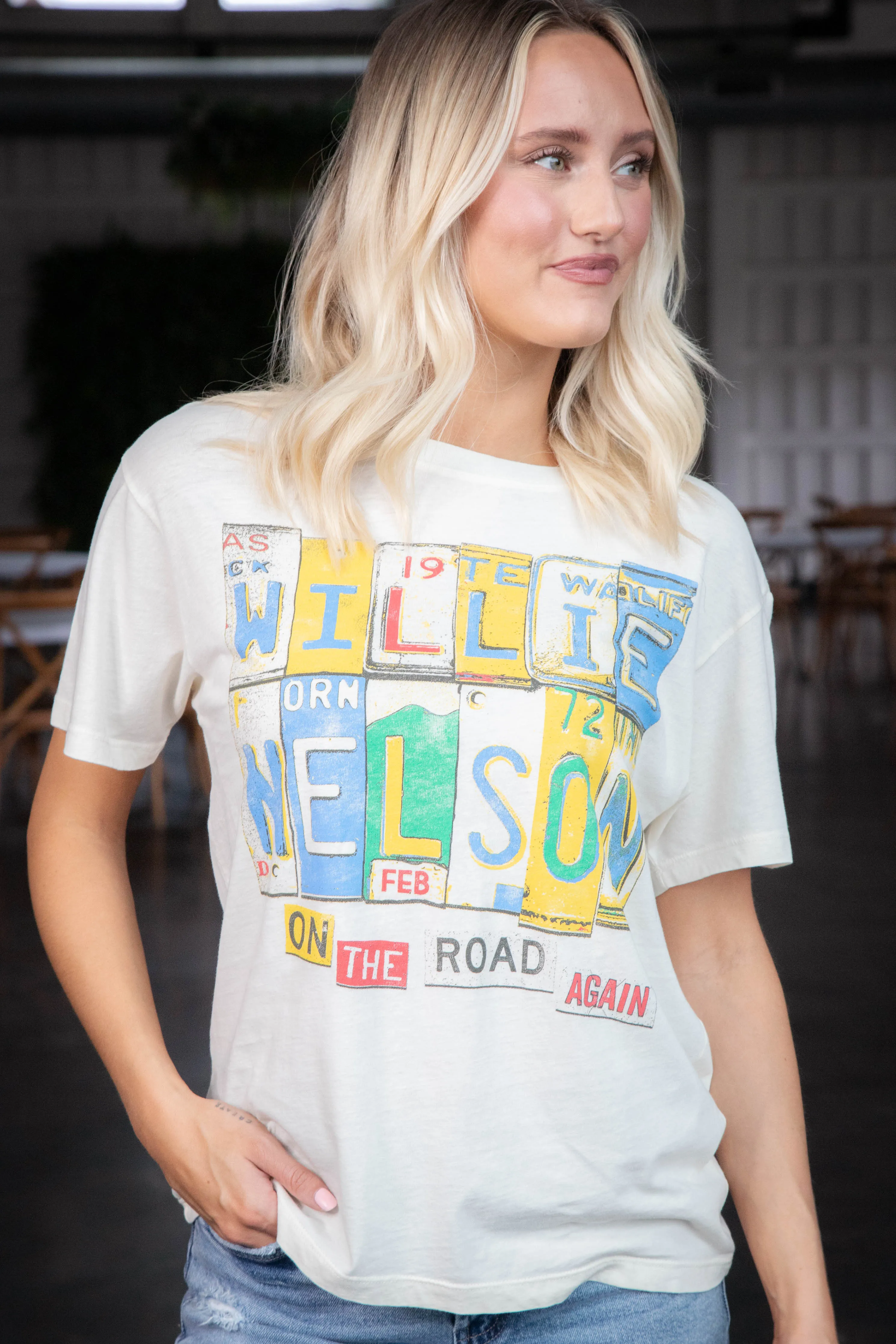 Willie Nelson On the Road Again Tee, Stone Vintage | Daydreamer sold by North & Main Clothing Company product image thumbnail 5