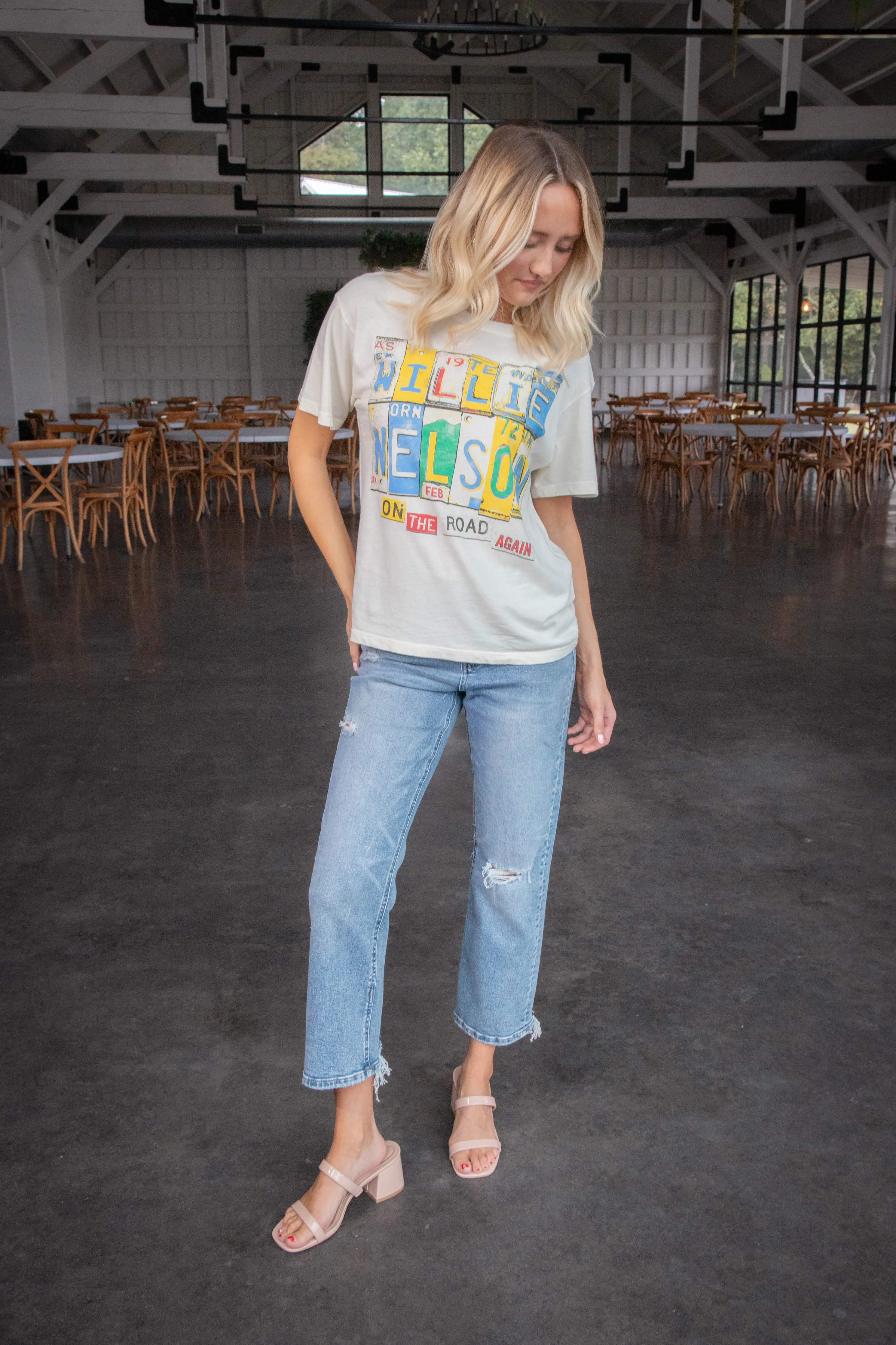 Willie Nelson On the Road Again Tee, Stone Vintage | Daydreamer sold by North & Main Clothing Company