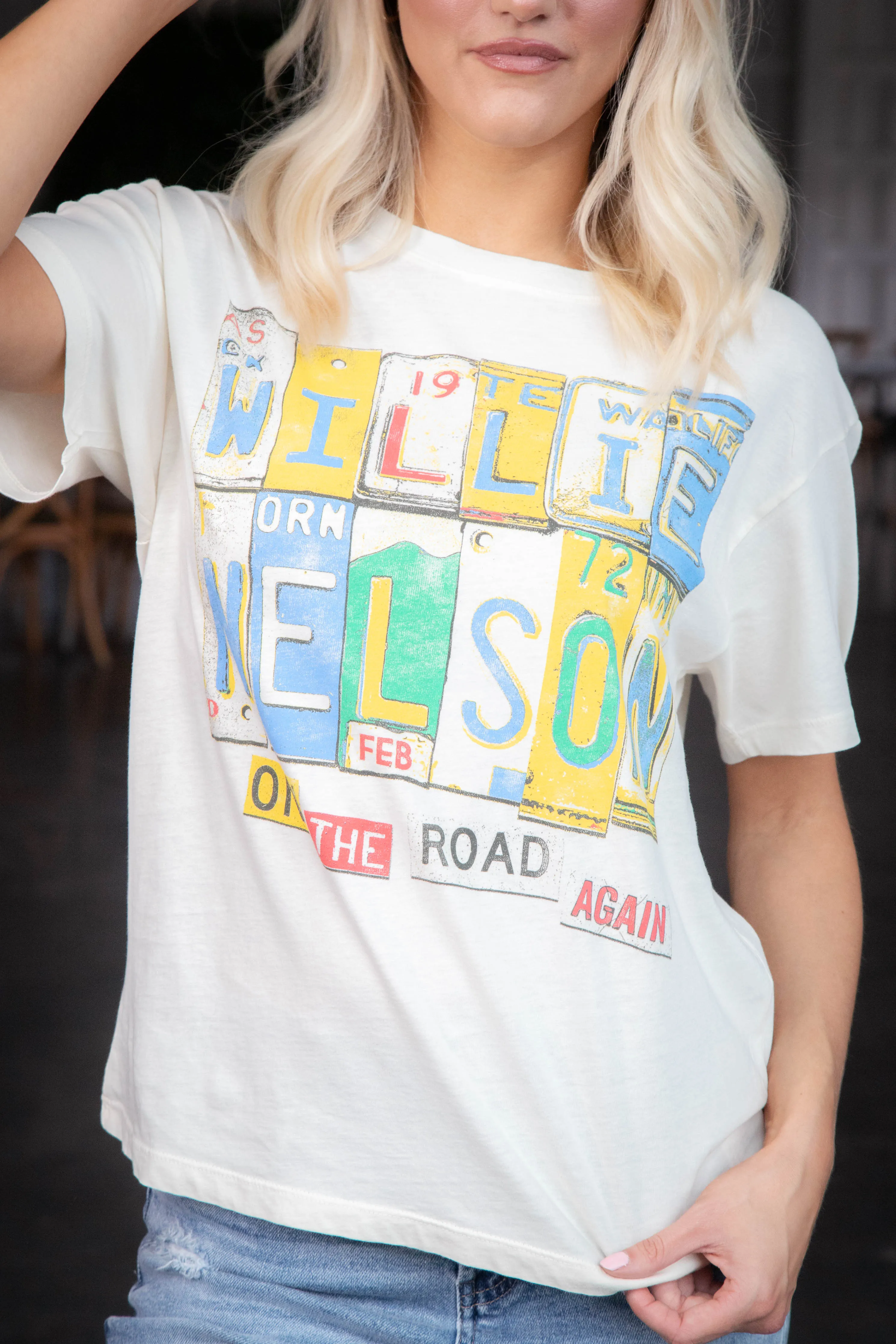 Willie Nelson On the Road Again Tee, Stone Vintage | Daydreamer sold by North & Main Clothing Company product image thumbnail 2