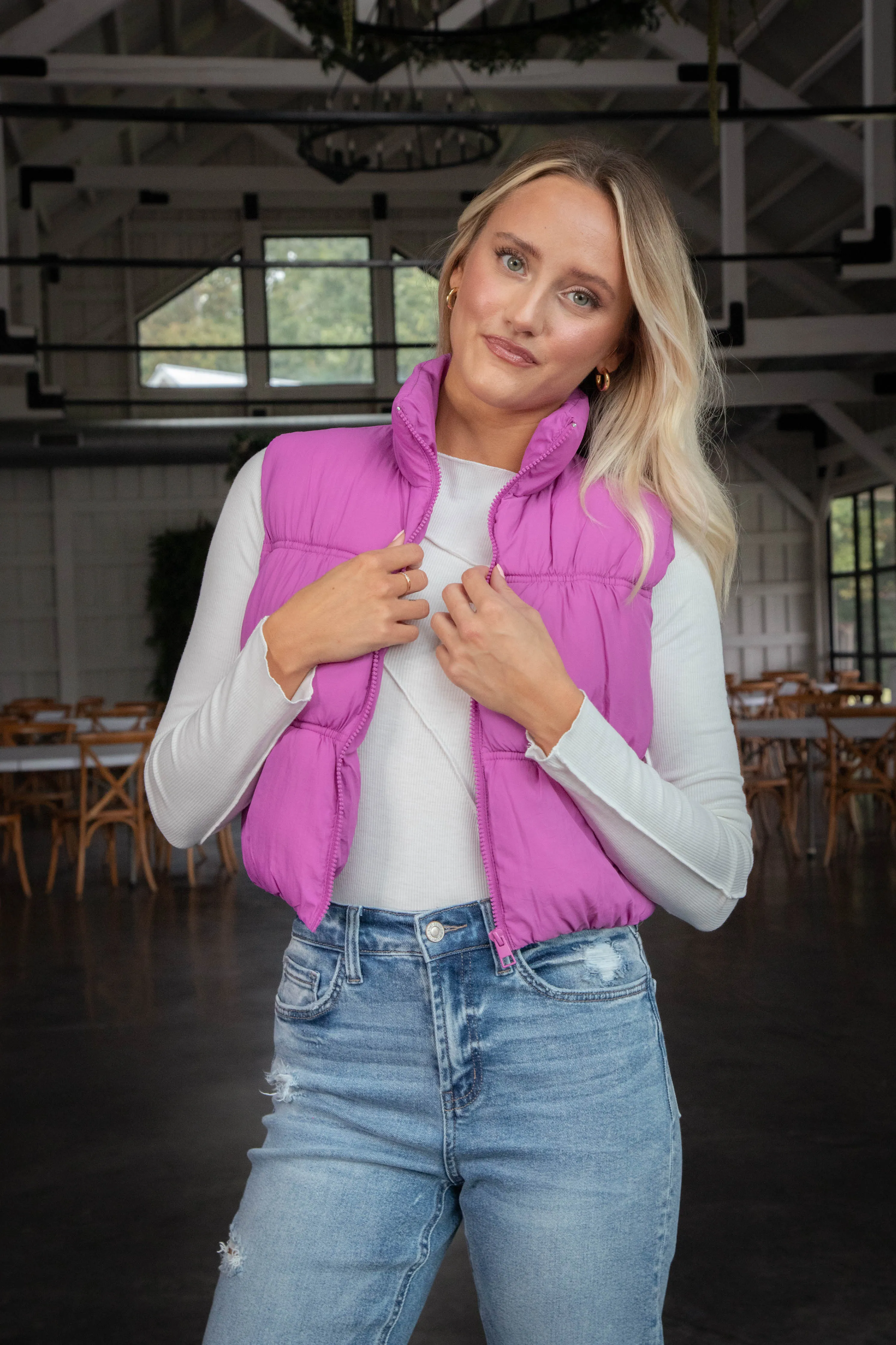 Beth Quilted Puffer Vest, Orchid sold by North & Main Clothing Company product image thumbnail 4
