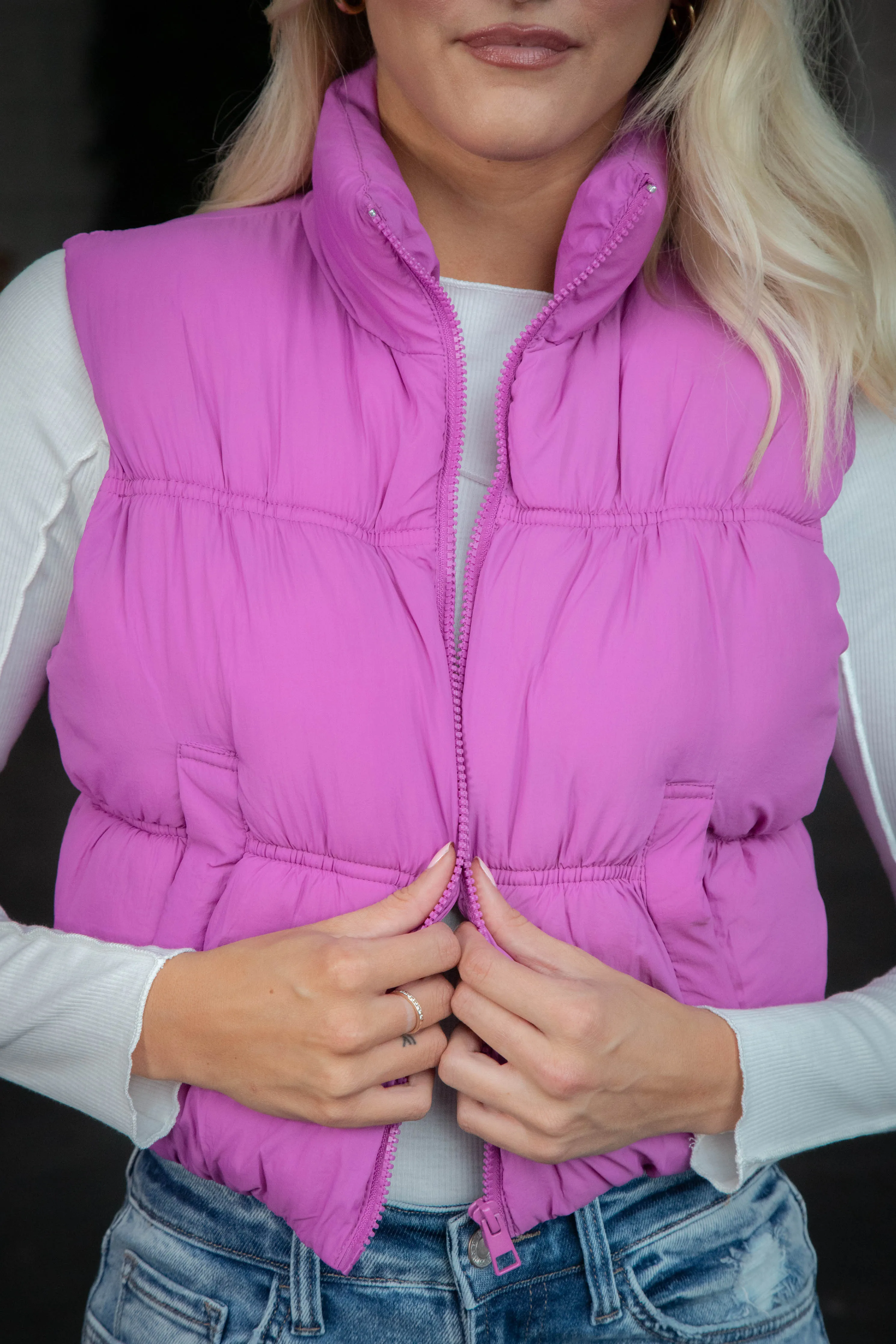 Beth Quilted Puffer Vest, Orchid sold by North & Main Clothing Company product image thumbnail 5
