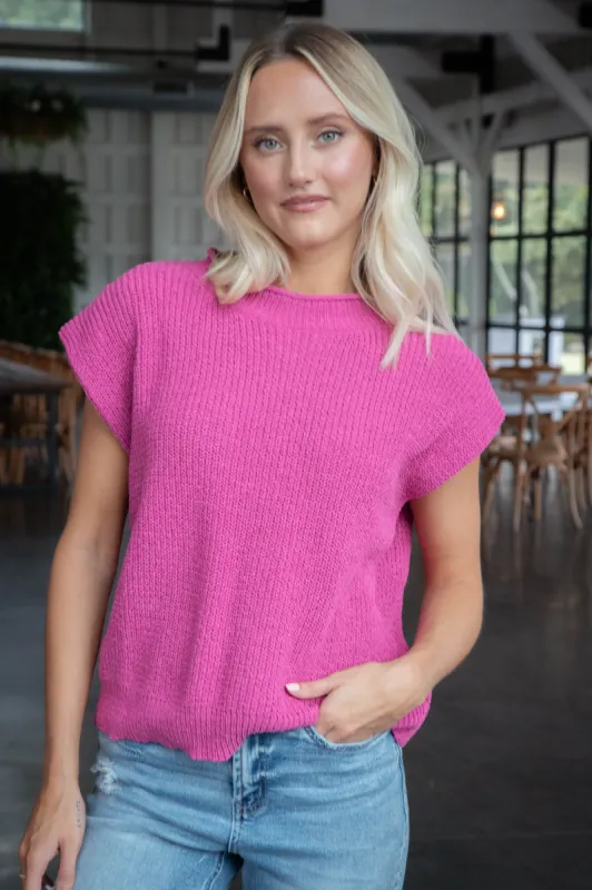 Adley Sweater Vest Top, Pink sold by North & Main Clothing Company