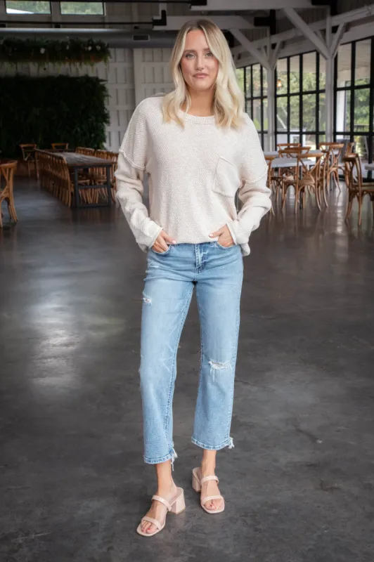 Joslyn Mineral Washed Sweater, Beige sold by North & Main Clothing Company