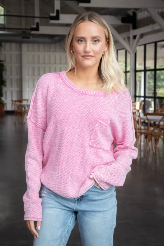 Joslyn Mineral Washed Sweater, Pink sold by North & Main Clothing Company