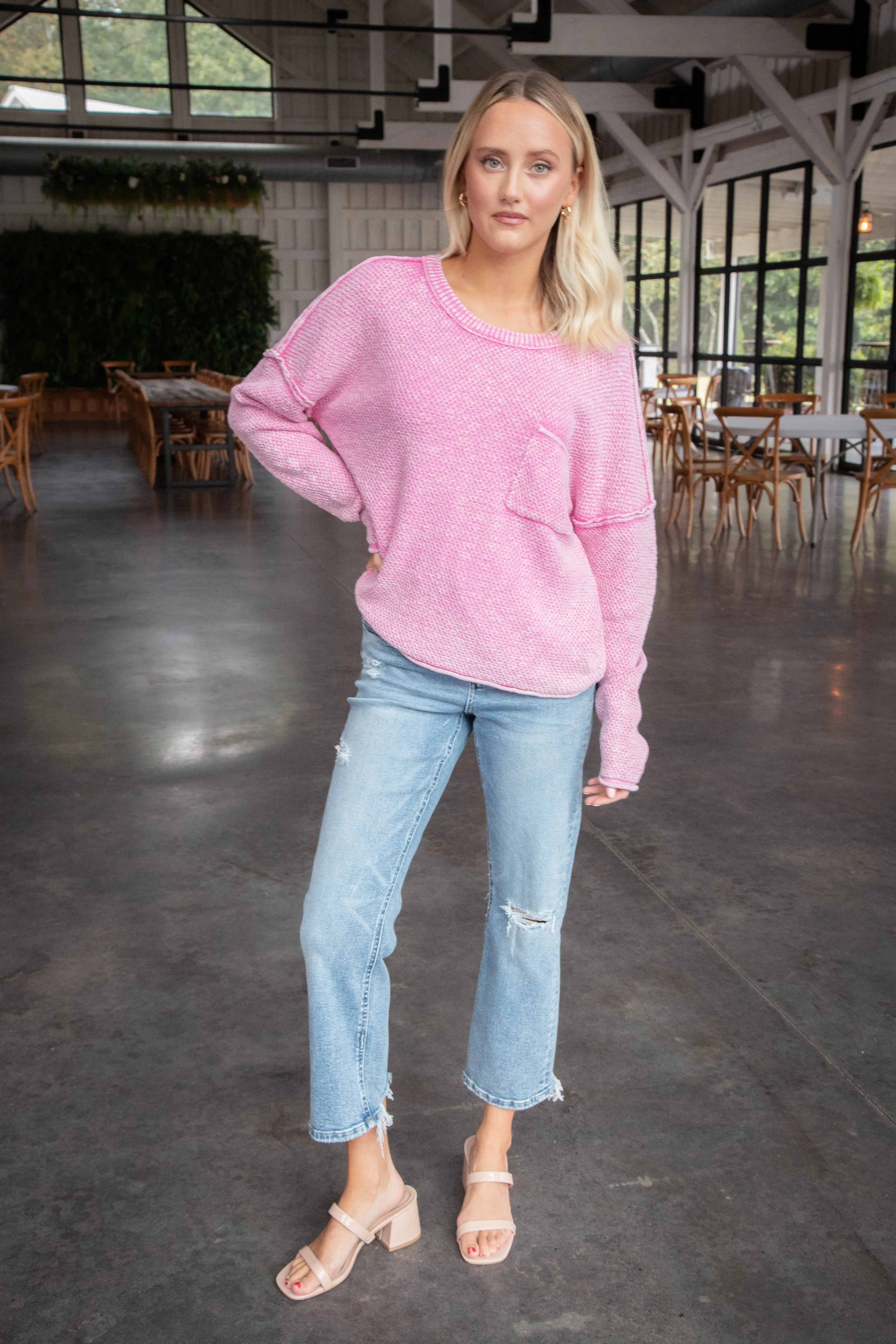 Joslyn Mineral Washed Sweater, Pink sold by North & Main Clothing Company product image thumbnail 2
