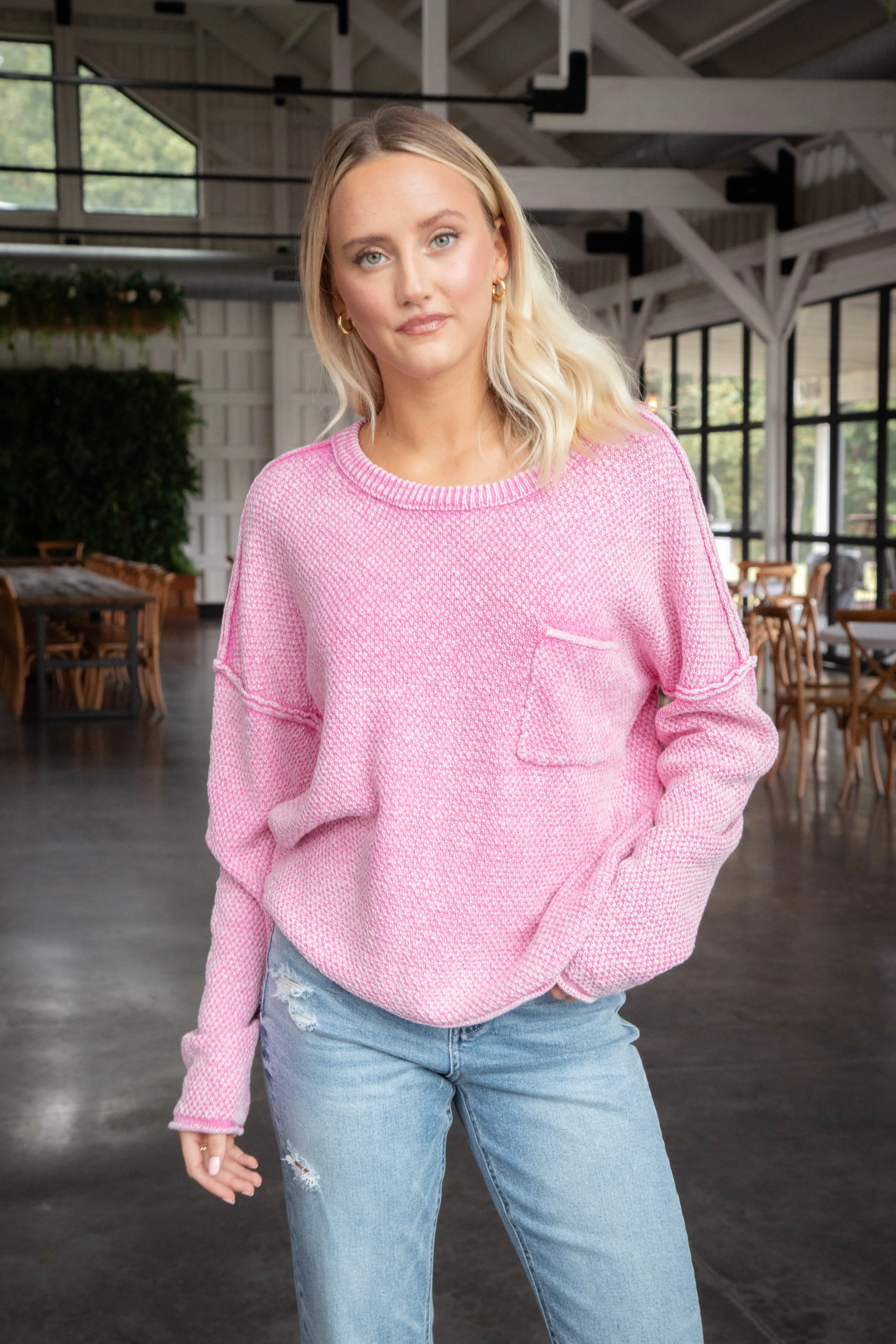 Joslyn Mineral Washed Sweater, Pink sold by North & Main Clothing Company product image thumbnail 5