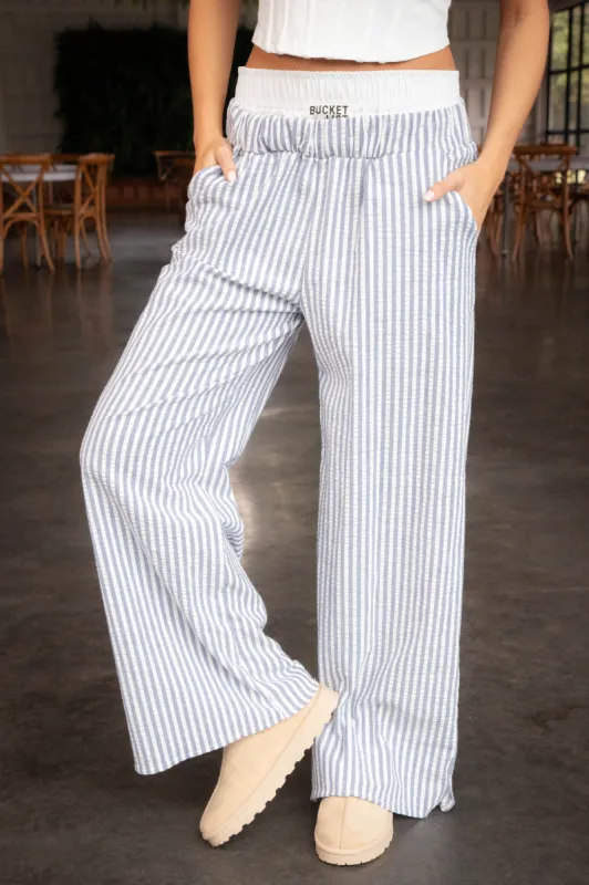 Elissa Striped Double Banded Pants, Navy sold by North & Main Clothing Company