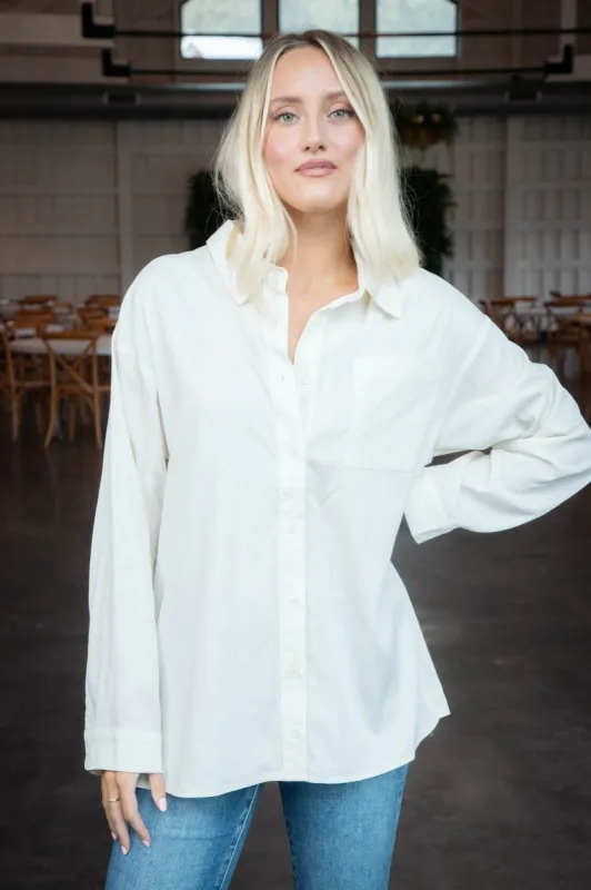 Ciao Textured Shirt, Ivory | Sadie & Sage sold by North & Main Clothing Company