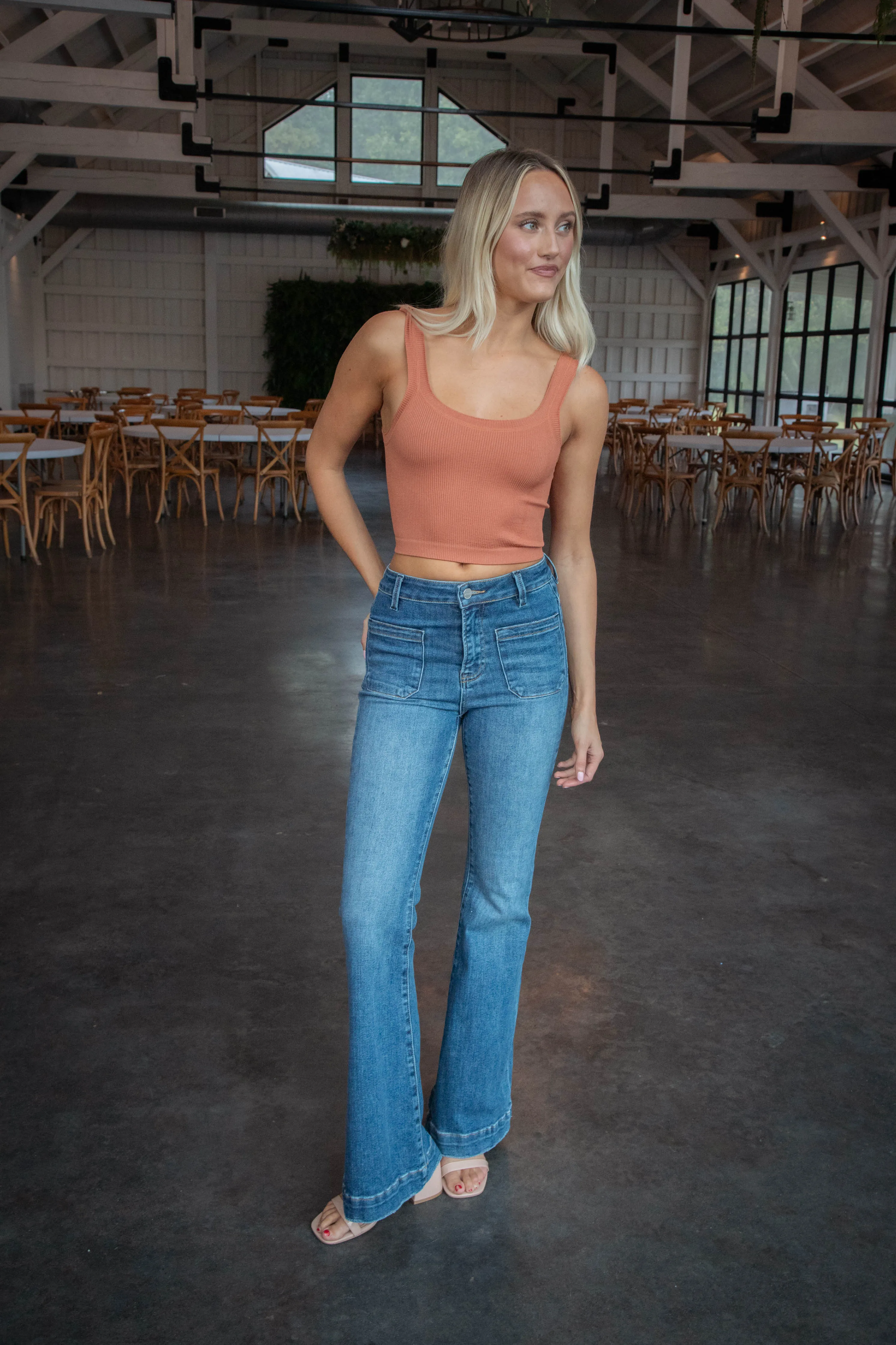 Miya Scoop Neck Crop Tank, Terracotta sold by North & Main Clothing Company product image thumbnail 3