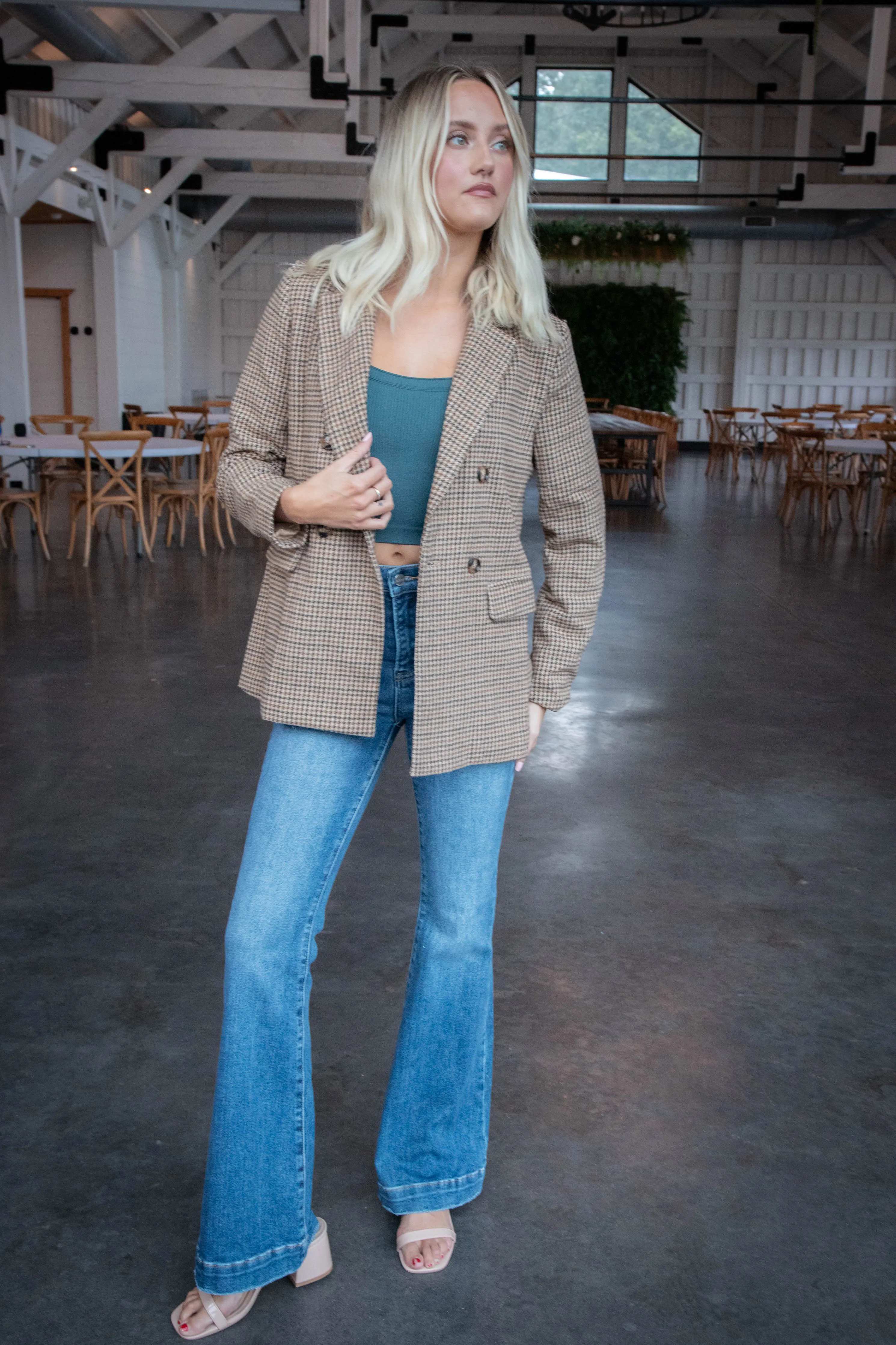 Nicola Houndstooth Blazer, Taupe Multi | Sadie & Sage sold by North & Main Clothing Company product image thumbnail 2