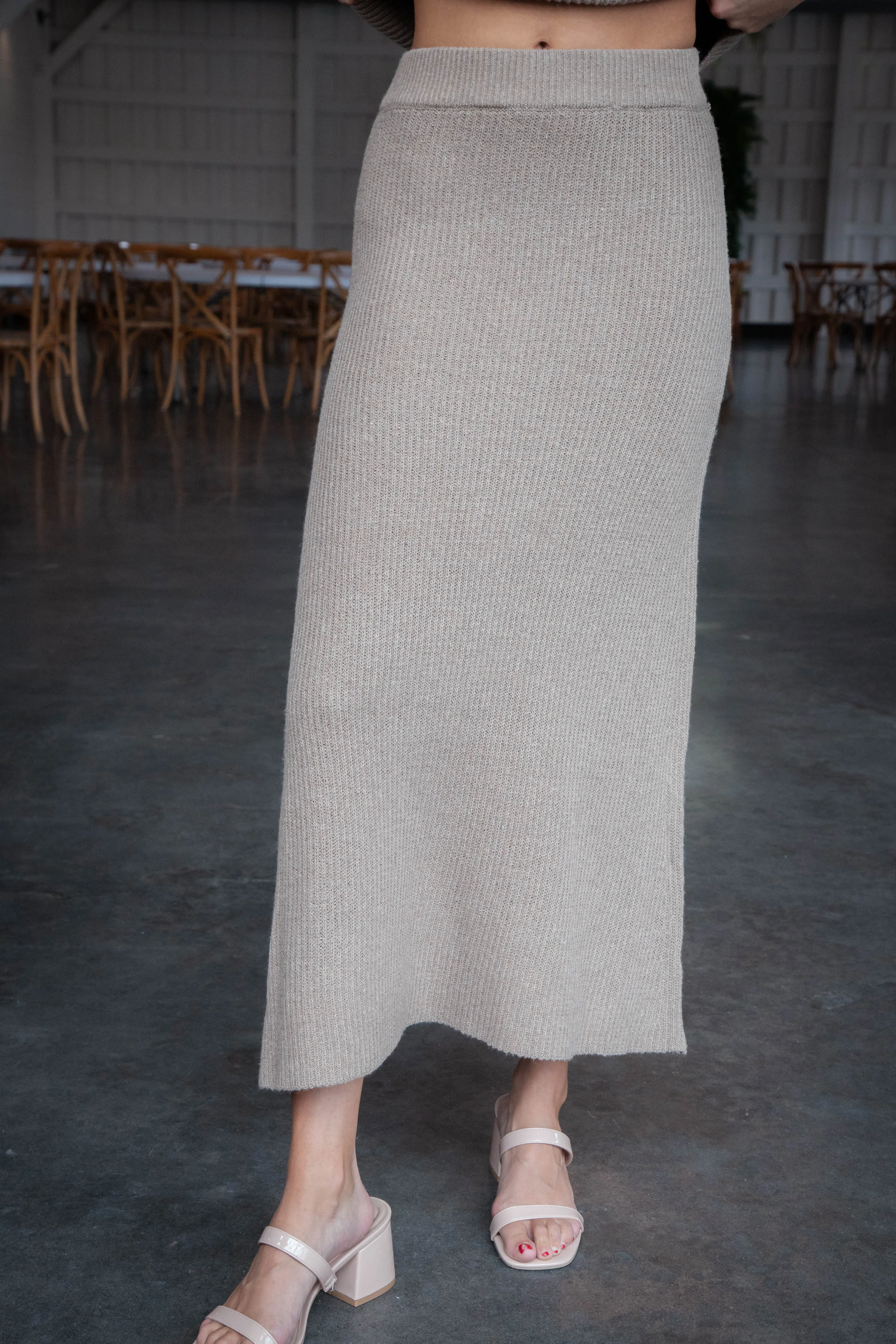 Crosby Sweater Midi Skirt, Dark Taupe | Sadie & Sage sold by North & Main Clothing Company