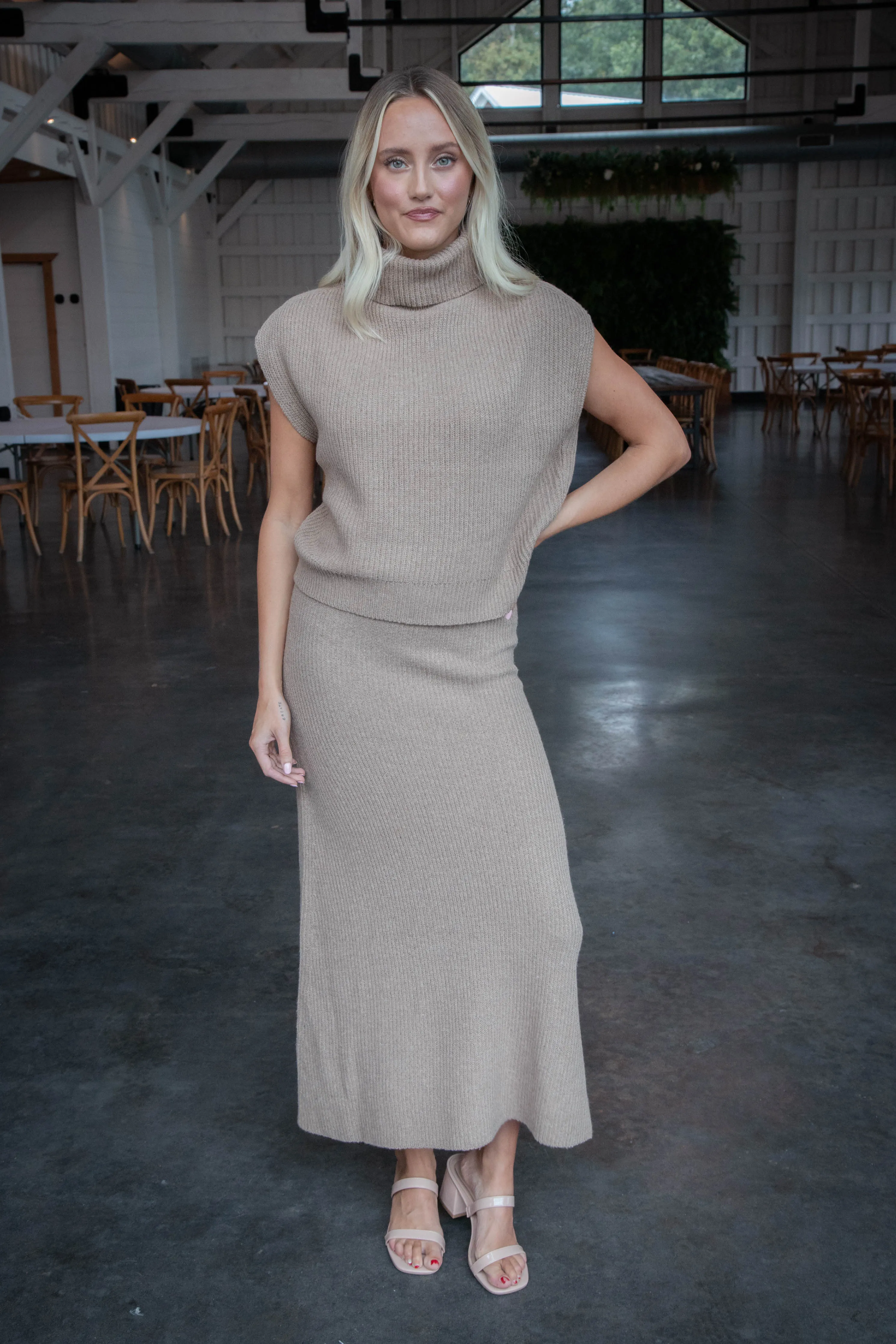 Crosby Ribbed Turtleneck Vest, Dark Taupe | Sadie & Sage sold by North & Main Clothing Company product image thumbnail 2