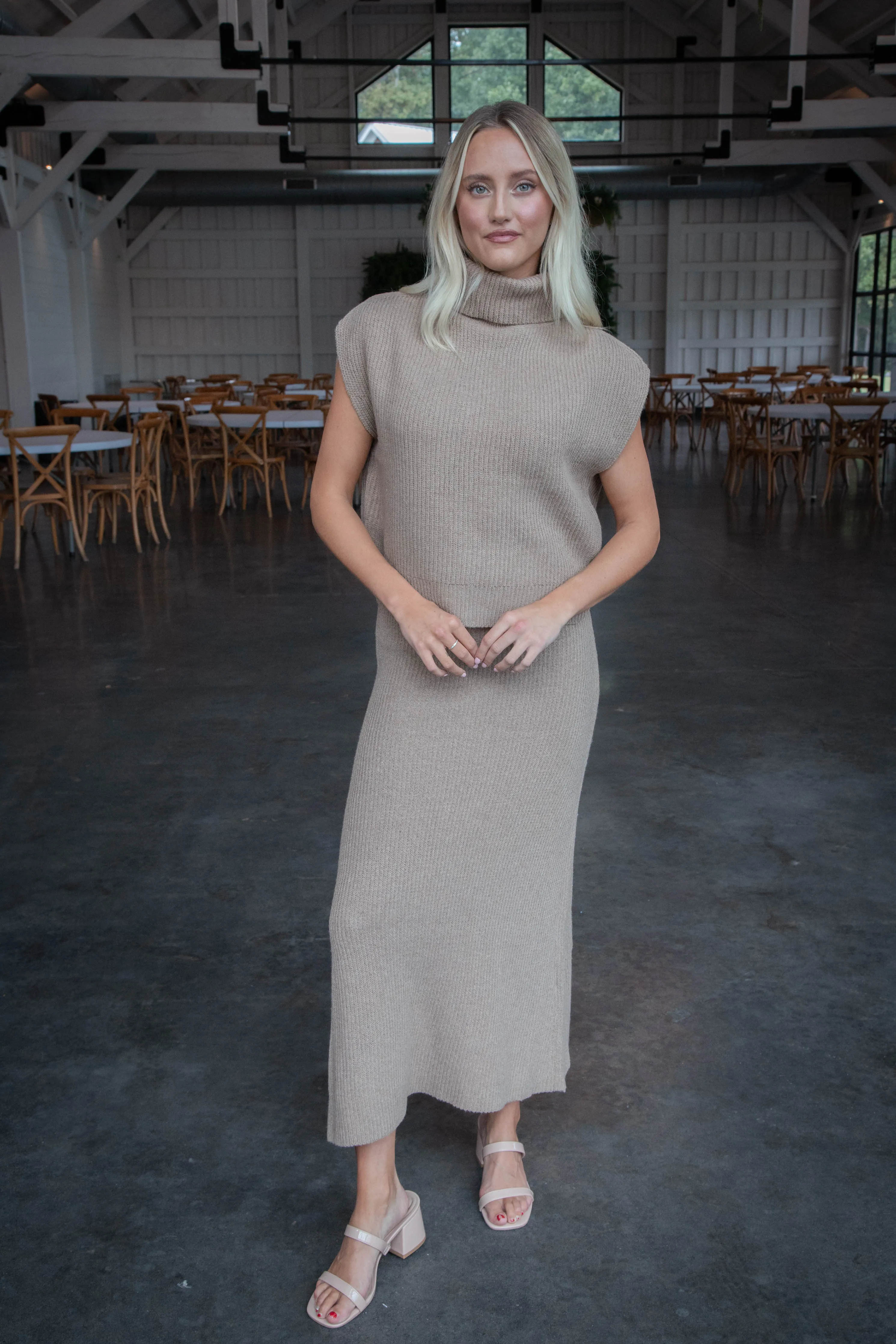 Crosby Ribbed Turtleneck Vest, Dark Taupe | Sadie & Sage sold by North & Main Clothing Company product image thumbnail 5