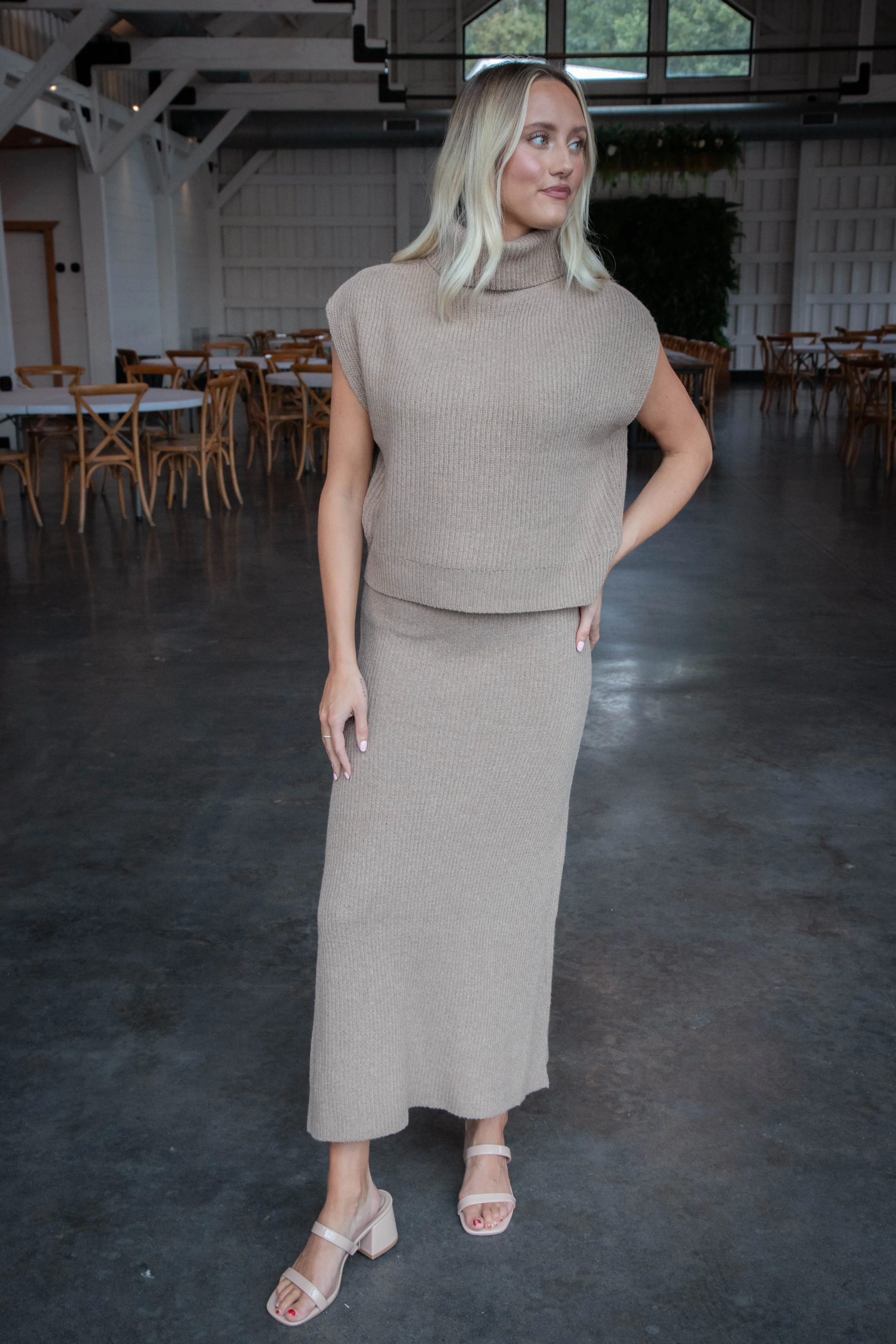 Crosby Ribbed Turtleneck Vest, Dark Taupe | Sadie & Sage sold by North & Main Clothing Company product image thumbnail 4