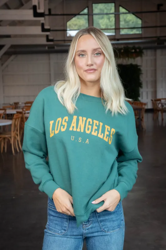 Los Angeles U.S.A Sweatshirt, Hunter Green sold by North & Main Clothing Company