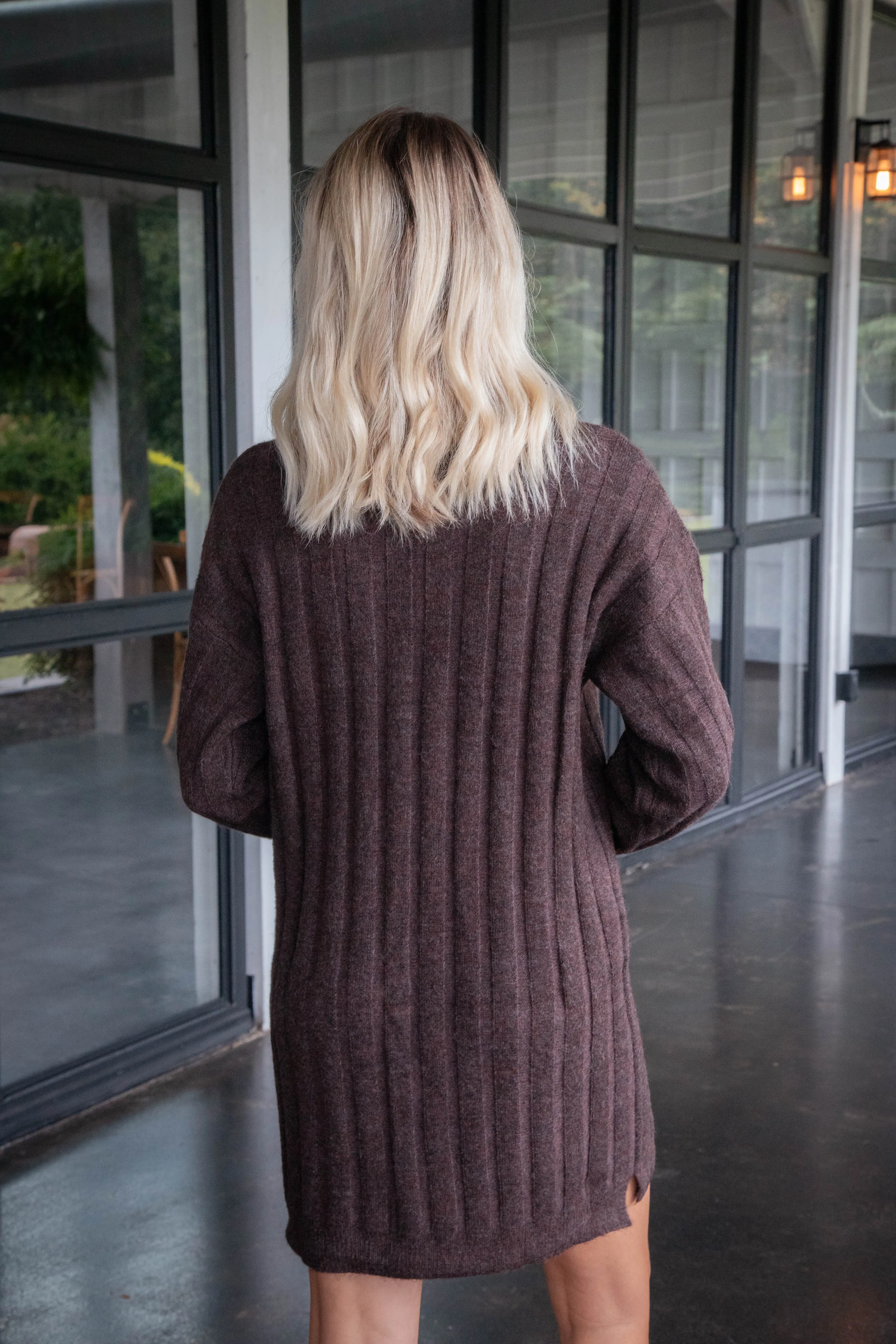 Margo Mock Neck Sweater Dress, Brown sold by North & Main Clothing Company product image thumbnail 3