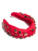 Merry Rhinestone Studded Headband, Red sold by North & Main Clothing Company