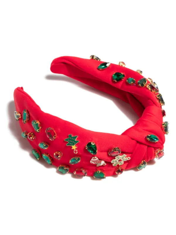 Merry Rhinestone Studded Headband, Red sold by North & Main Clothing Company