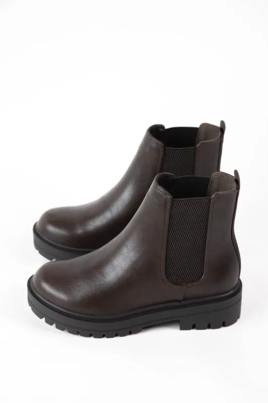 Paden Pull On Chelsea Boot, Brown PU sold by North & Main Clothing Company